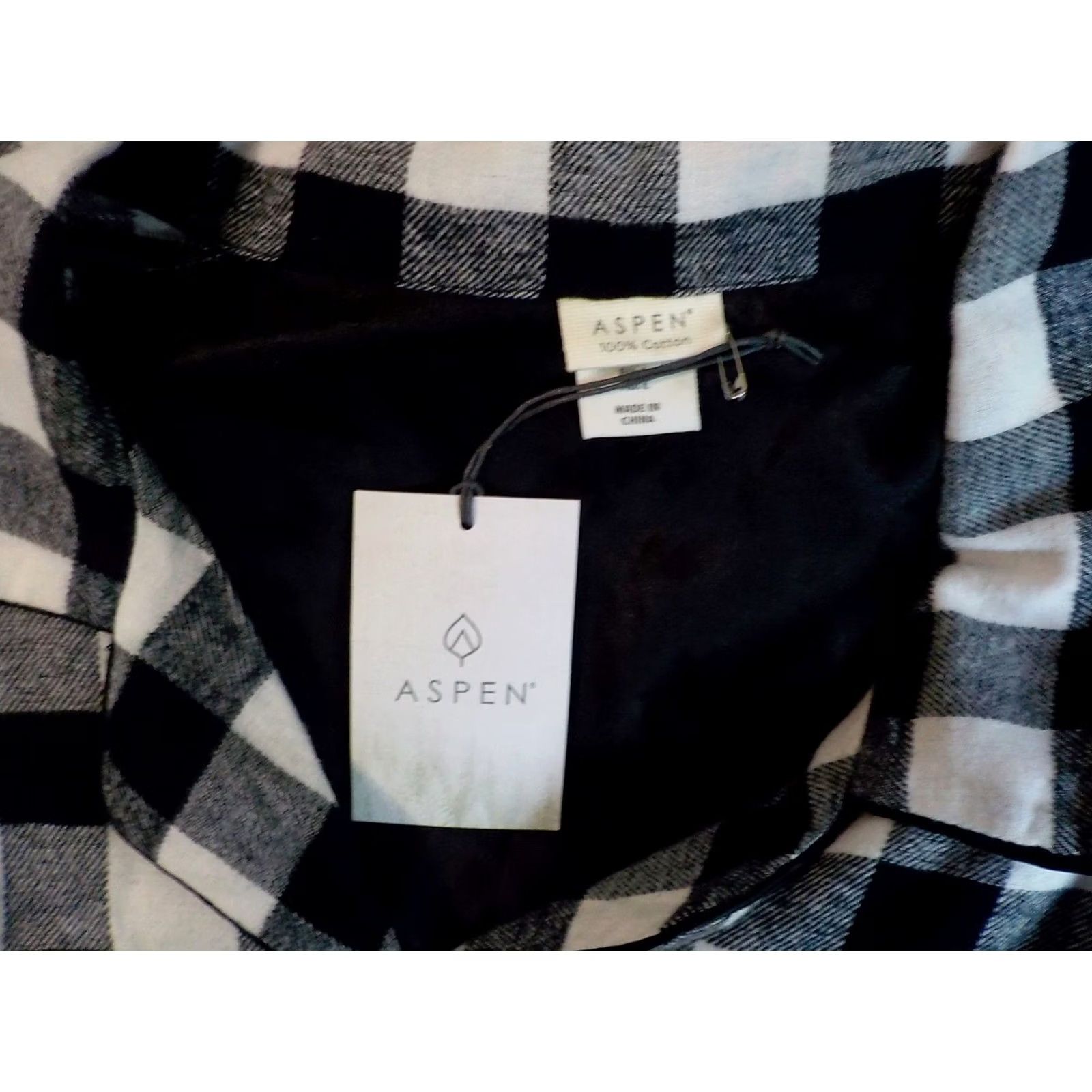 Vintage Aspen Buffalo Plaid Womens Night Shirt Black/Ivory 100% Cotton SZ L NWT Size L / US 10 / IT 46 - 5 Thumbnail