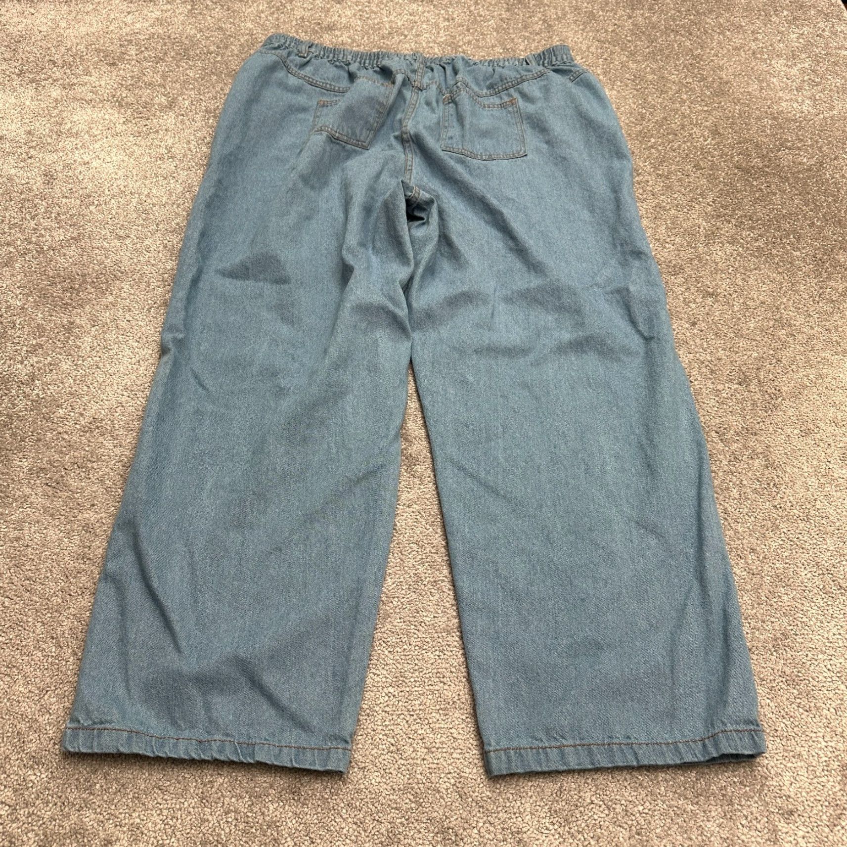 Vintage Woman Within Jeans Denim Wide-Leg 22W Blue Elastic Waist 5-Pocket Plus Size Women Size 40" / US 18 - 2 Thumbnail