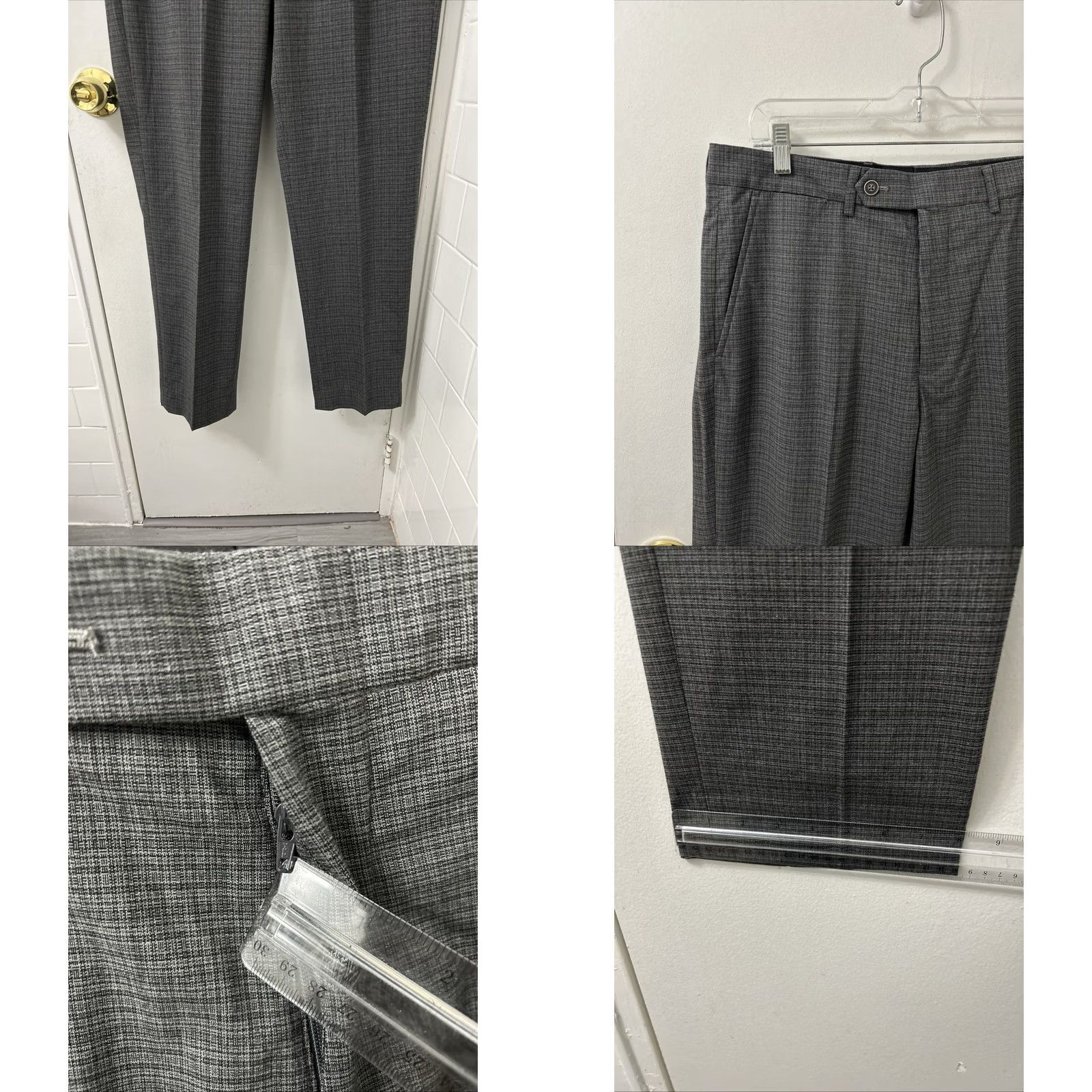 Nautica Nautica Slim Fit Dress Pants Mens 34x32 Black Grey NWT Zipper Button Flat Front Polyester Blend Size US 34 / EU 50 - 8 Thumbnail