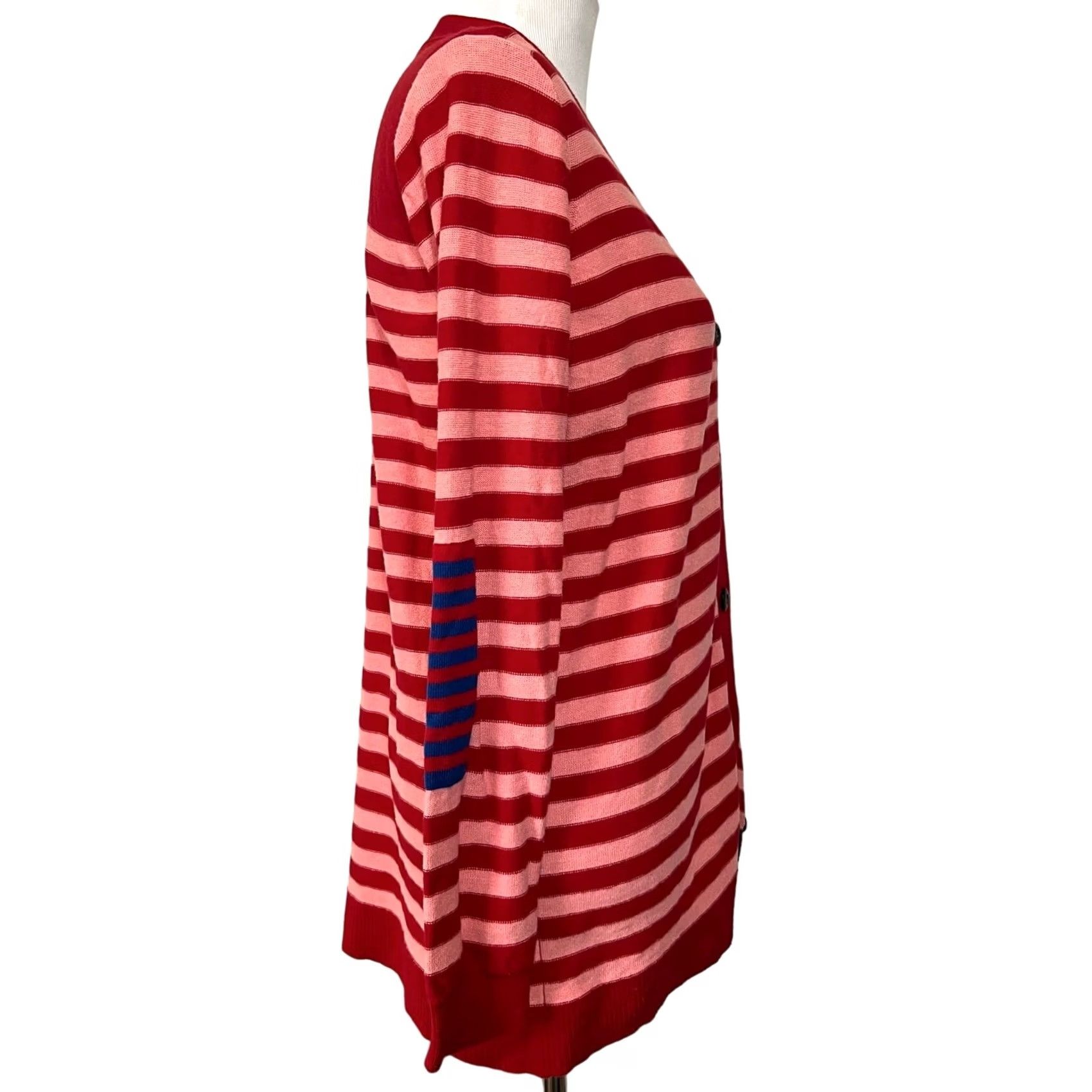 Vintage Cabi Striped Cardigan Sweater Women’s Red Pink Cotton Sz M Pocket 5446 Size M / US 6-8 / IT 42-44 - 7 Thumbnail