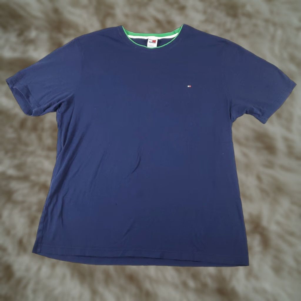 Tommy Hilfiger VINTAGE Tommy Hilfiger Shirt Unisex Adults T-Shirt 2XL Blue Crew Neck Short Sleeve Logo 90s Football American Mens Womens Size US XXL / EU 58 / 5 - 1 Thumbnail