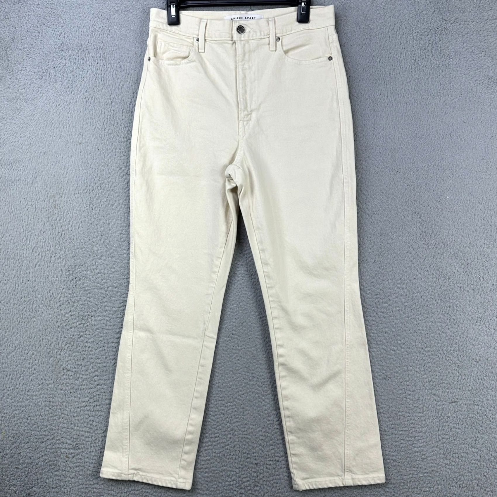 Apiece Apart Apiece Apart Camilla Womens Straight Jeans 30 Cream High-Rise Denim Pants Jeans Size 30" / US 8 / IT 44 - 2 Thumbnail
