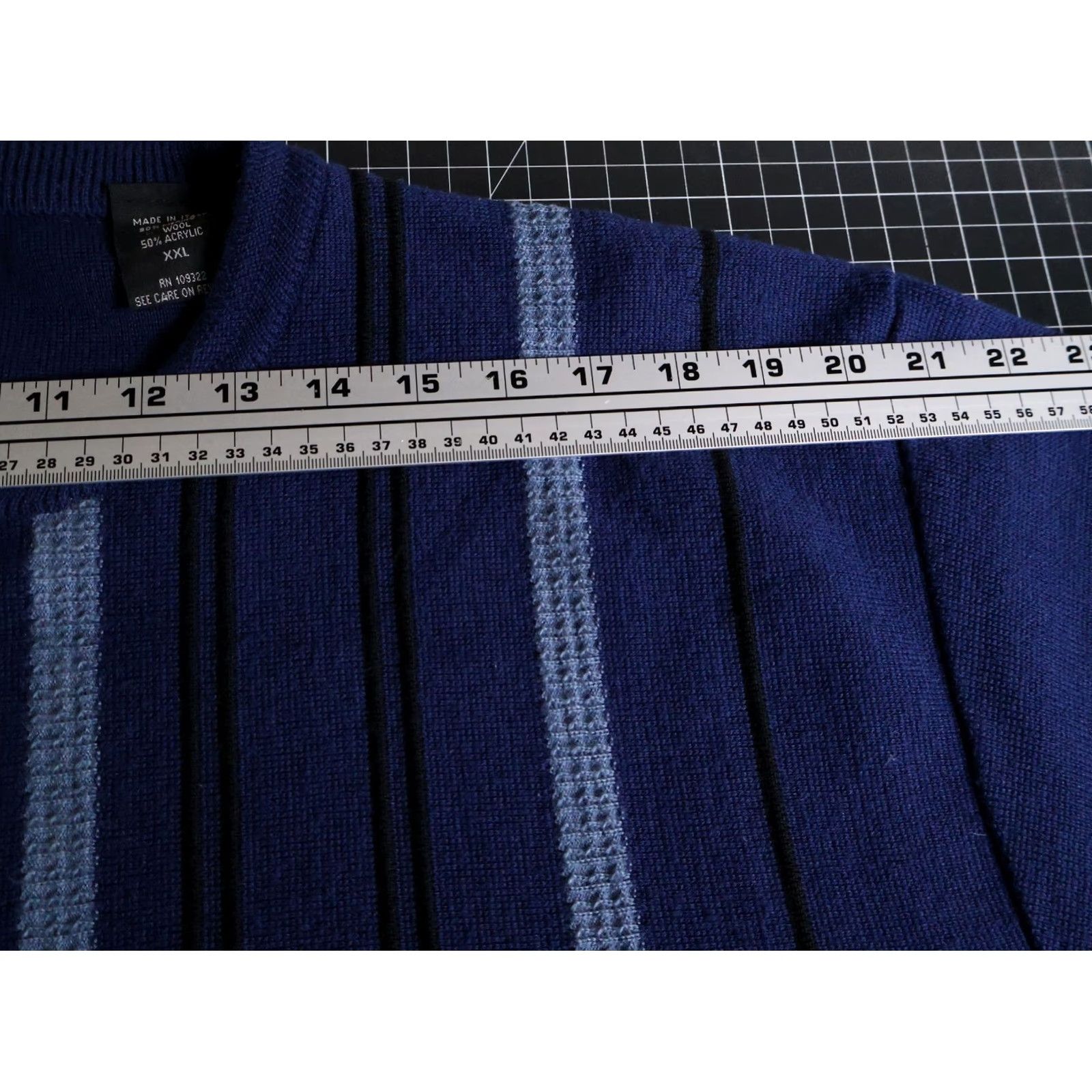 Vintage VINTAGE 90s Wool Blend Sweater Men's 2XL Blue Stripe Diamond Crewneck Italy Made Knit Pullover Regular Mens Size US XXL / EU 58 / 5 - 7 Thumbnail