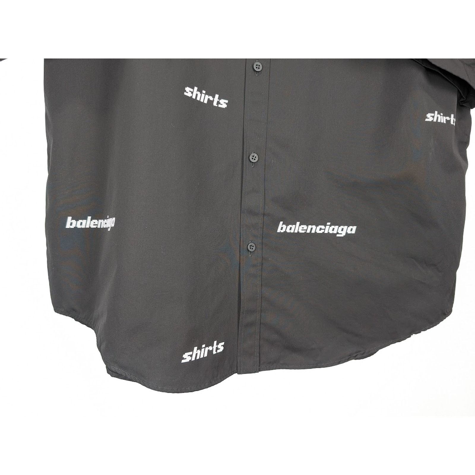 Balenciaga o1rshd1 Shirt Allover Poplin in Black/White Size US S / EU 44-46 / 1 - 7 Thumbnail