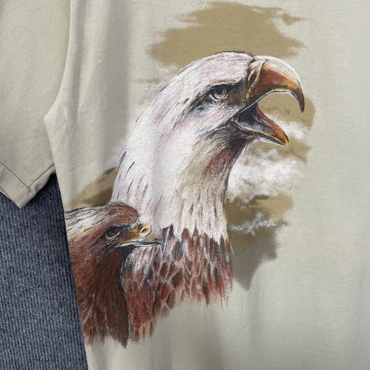 Vintage 1990s Eagle Falcon Double Sided Graphic T Shirt Size US XL / EU 56 / 4 - 10 Thumbnail