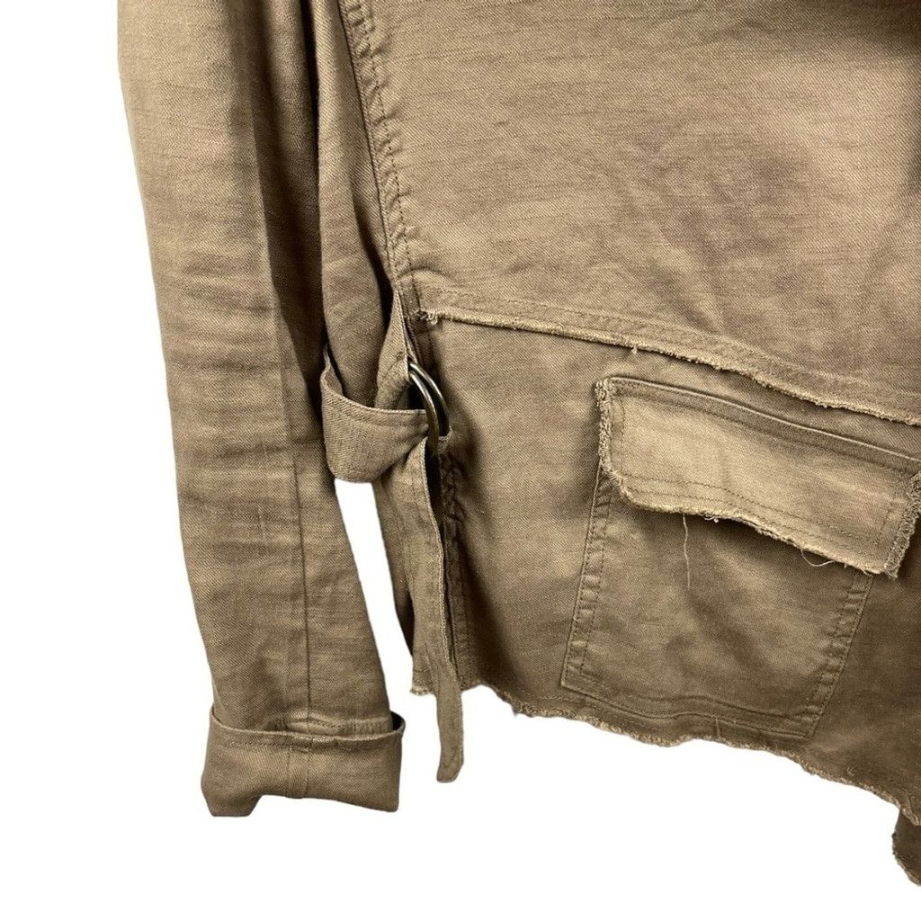 Free People Free People Olive Linen Blend Raw Finish Waterfall Jacket XS Size XS / US 0-2 / IT 36-38 - 8 Thumbnail