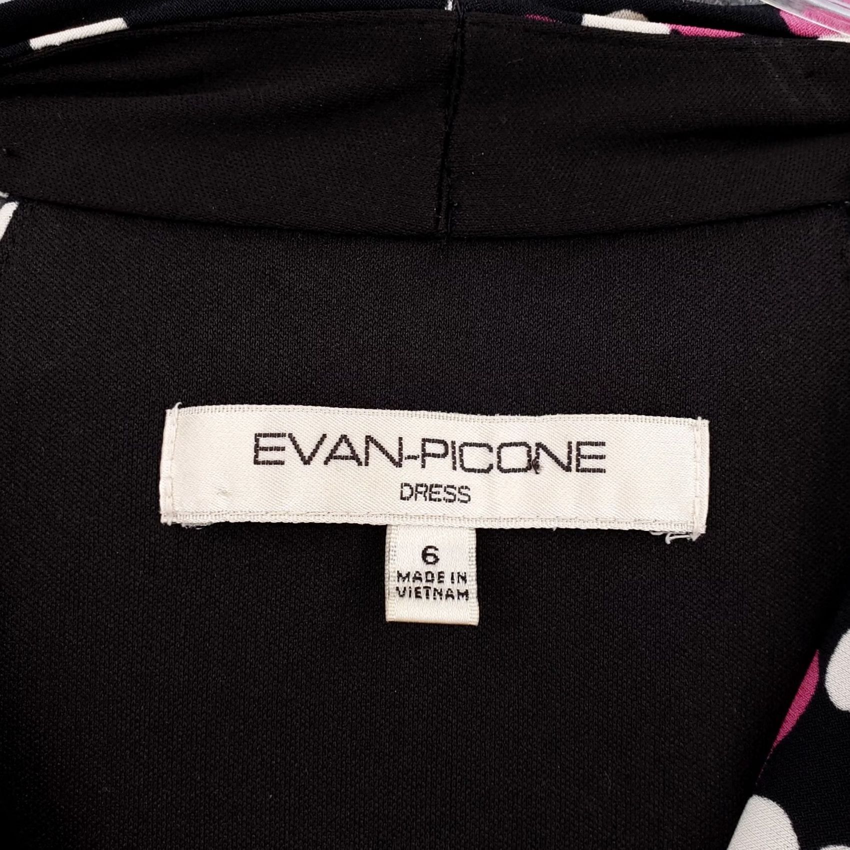 Evan Picone Evan Picone Dress Womens 6 Black Pink Fit & Flare Midi Polka Dot Ruched Waist Dress Size M / US 6-8 / IT 42-44 - 3 Thumbnail