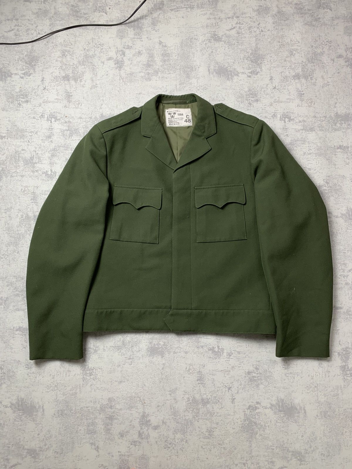Vintage 80s Cropped Swedish Army Jacket Boxy Vintage Y2K Size US M / EU 48-50 / 2 - 2 Thumbnail