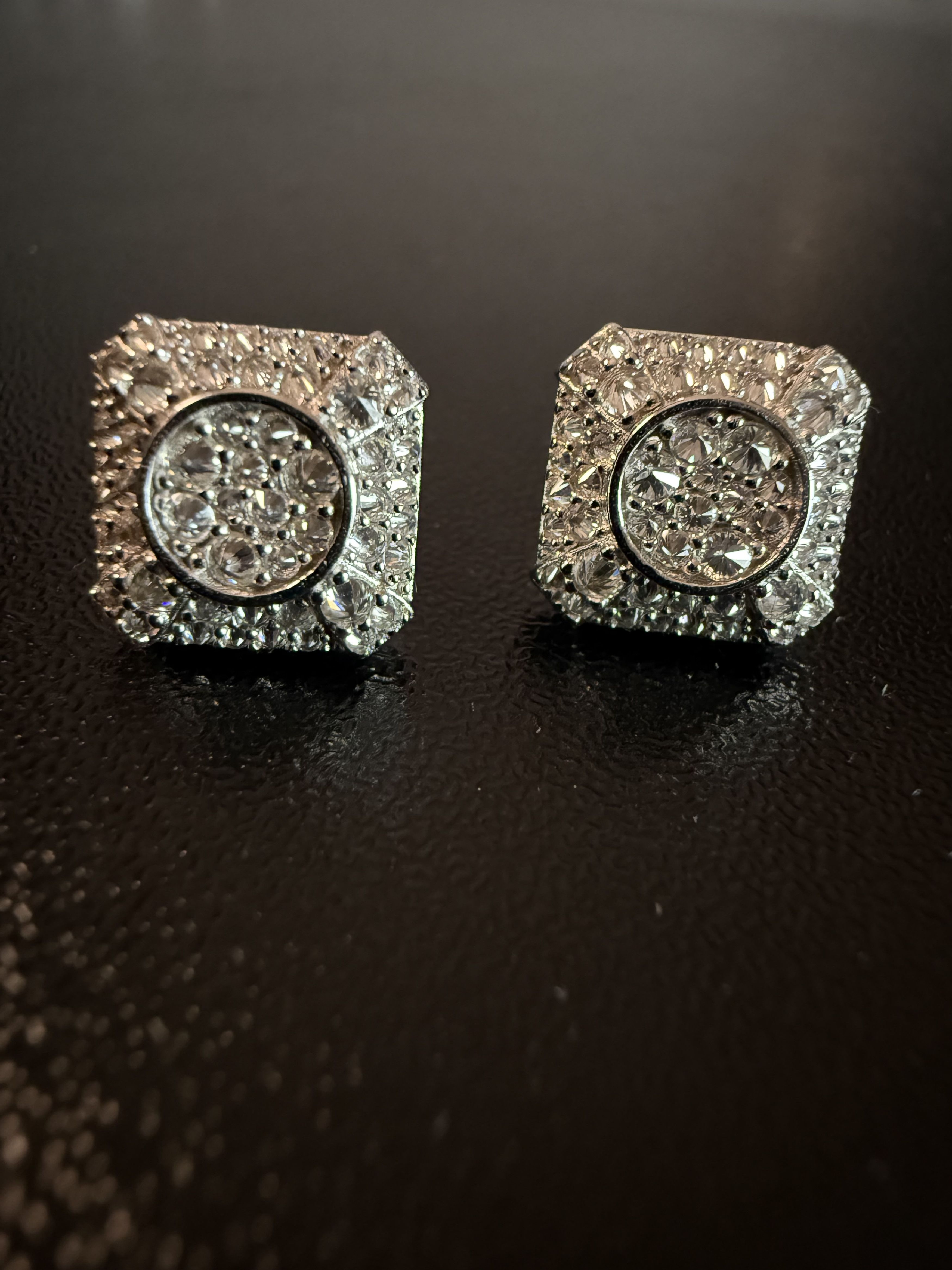 Other Trap Square Halo Studs Moissanite mens 925silver earrings Size ONE SIZE - 16 Thumbnail