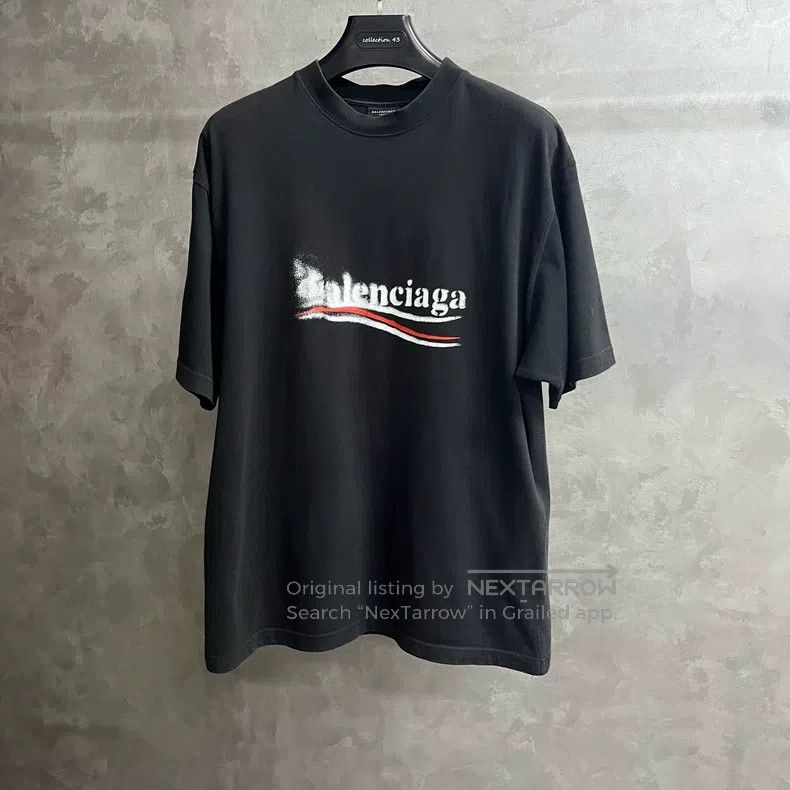 Balenciaga Balenciaga Black letter print round neck pullover short sl Size US XS / EU 42 / 0 - 1 Thumbnail