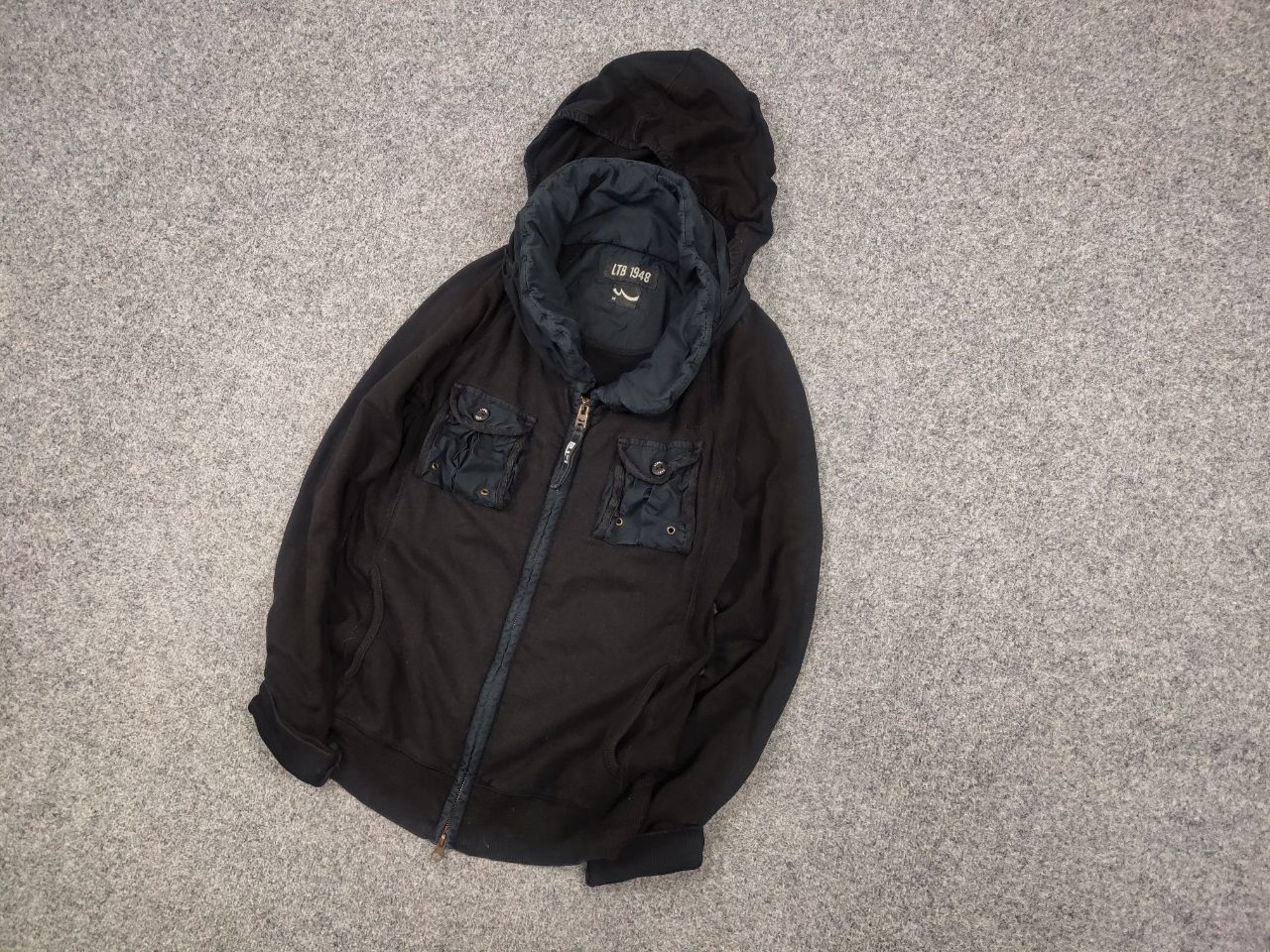 Vintage l.g.b brand Japan Style Pocket Zip long Hoodie Y2K