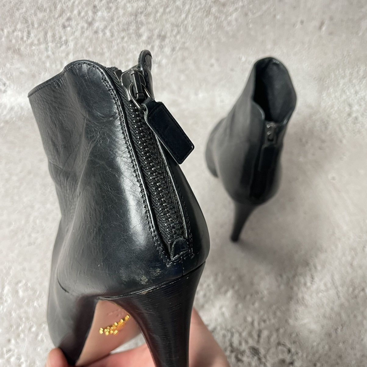 Prada × Vintage Prada Black Leather Ankle Boots sz 40 Size US 10 / IT 40 - 8 Thumbnail