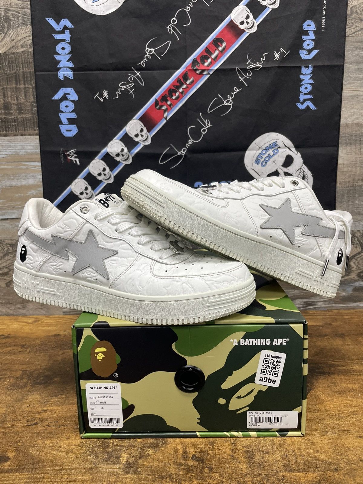 Bape 10-Bapesta White/Grey Camo Leather Size US 10 / EU 43 - 1 Thumbnail