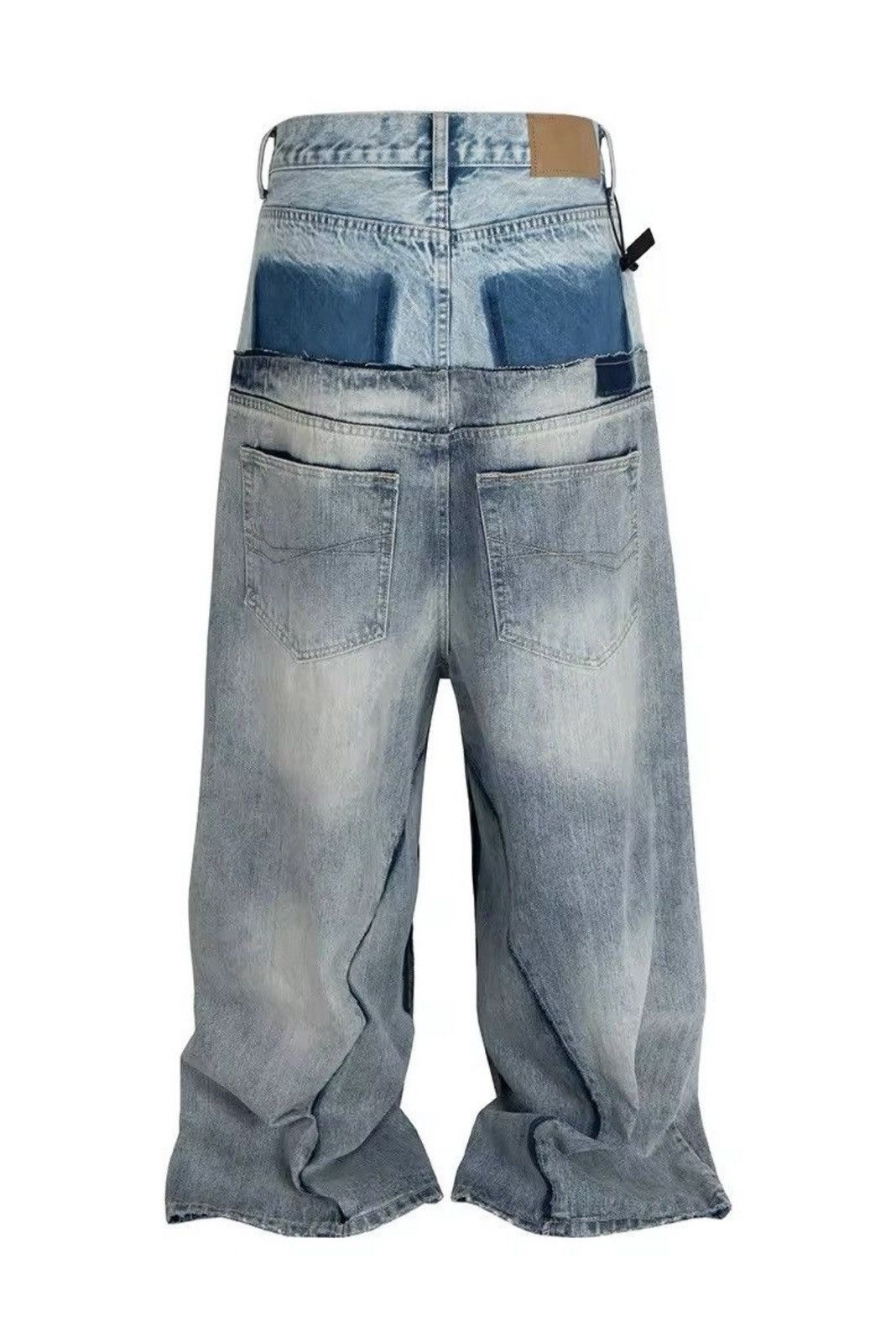 Vintage Double-layer Waist Patchwork Baggy Jeans Size US 32 / EU 48 - 3 Thumbnail