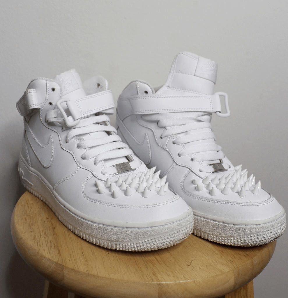 Nike Air Force 1 Custom High Top - White Spikes - 7 Youth P10007 Size US 7 / EU 40 - 1 Thumbnail