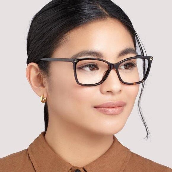 Gucci Gucci GG0025O 016 Eyeglasses Havana 58mm Cat Eye Frame Size ONE SIZE - 3 Thumbnail