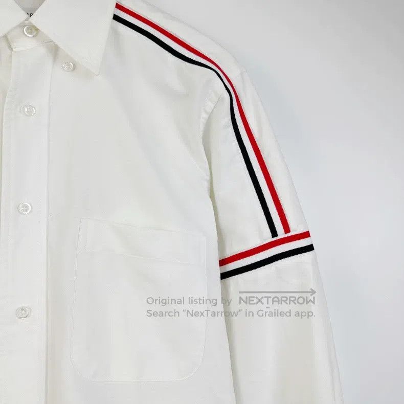Thom Browne Thom Browne White classic double-sleeve striped shirt Size US L / EU 52-54 / 3 - 6 Thumbnail