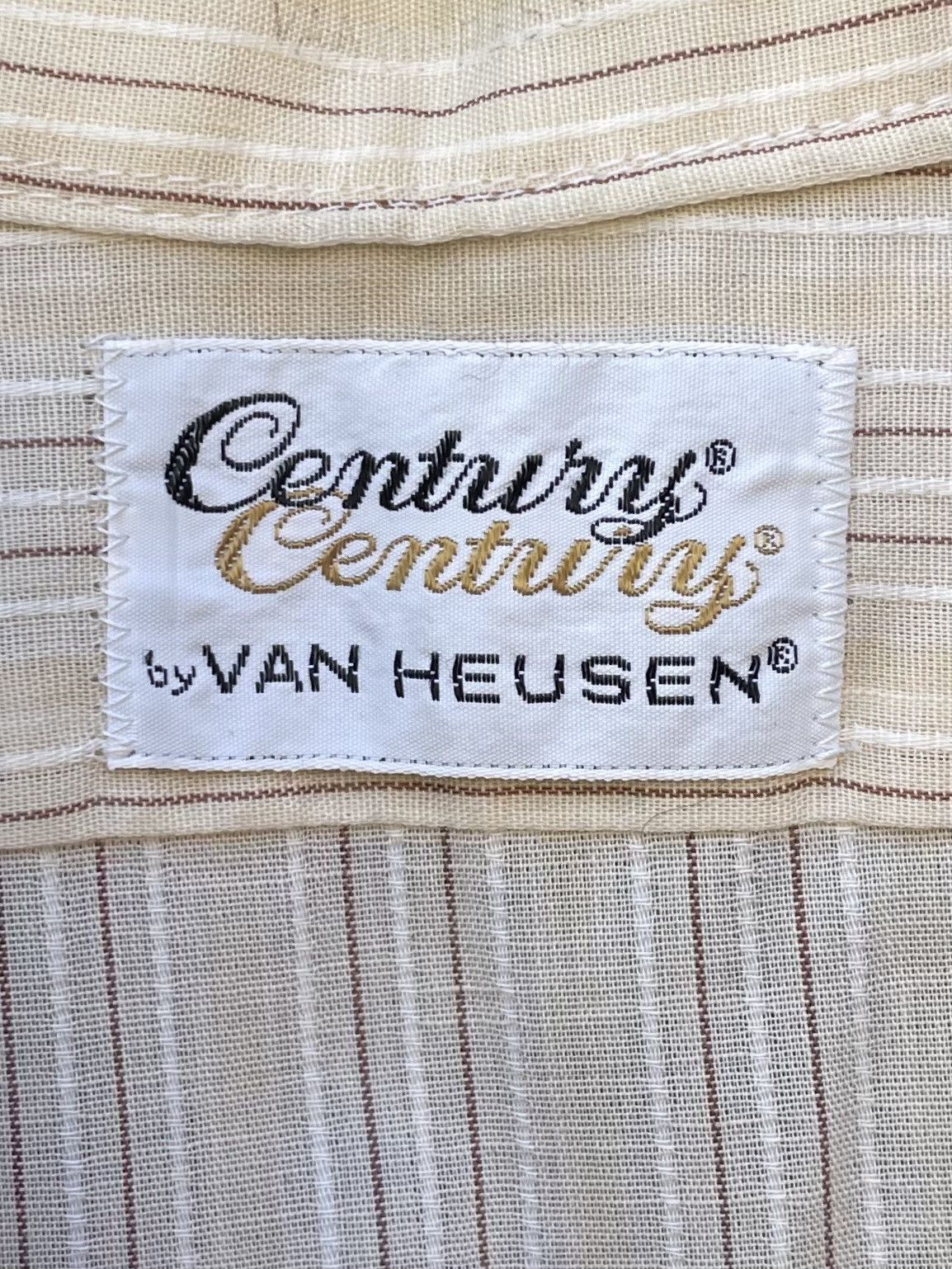 Van Heusen Vintage 1960s Shirt M 16 Van Heusen Century Beige Striped Size US M / EU 48-50 / 2 - 2 Thumbnail