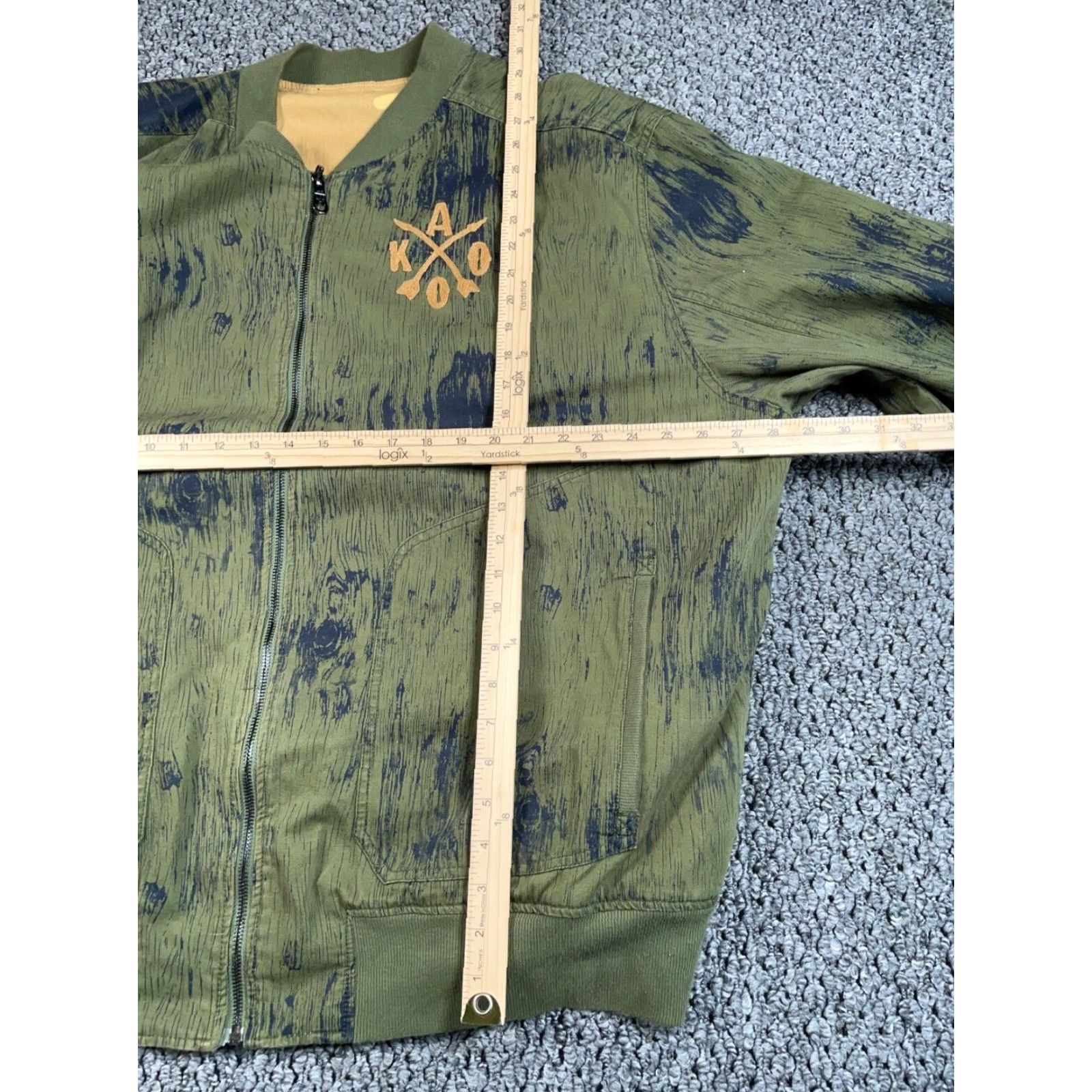 Olive AKOO Reversible Bomber Jacket Adult 4XL Camouflage Olive Green Embroidered Size US XXL / EU 58 / 5 - 6 Thumbnail