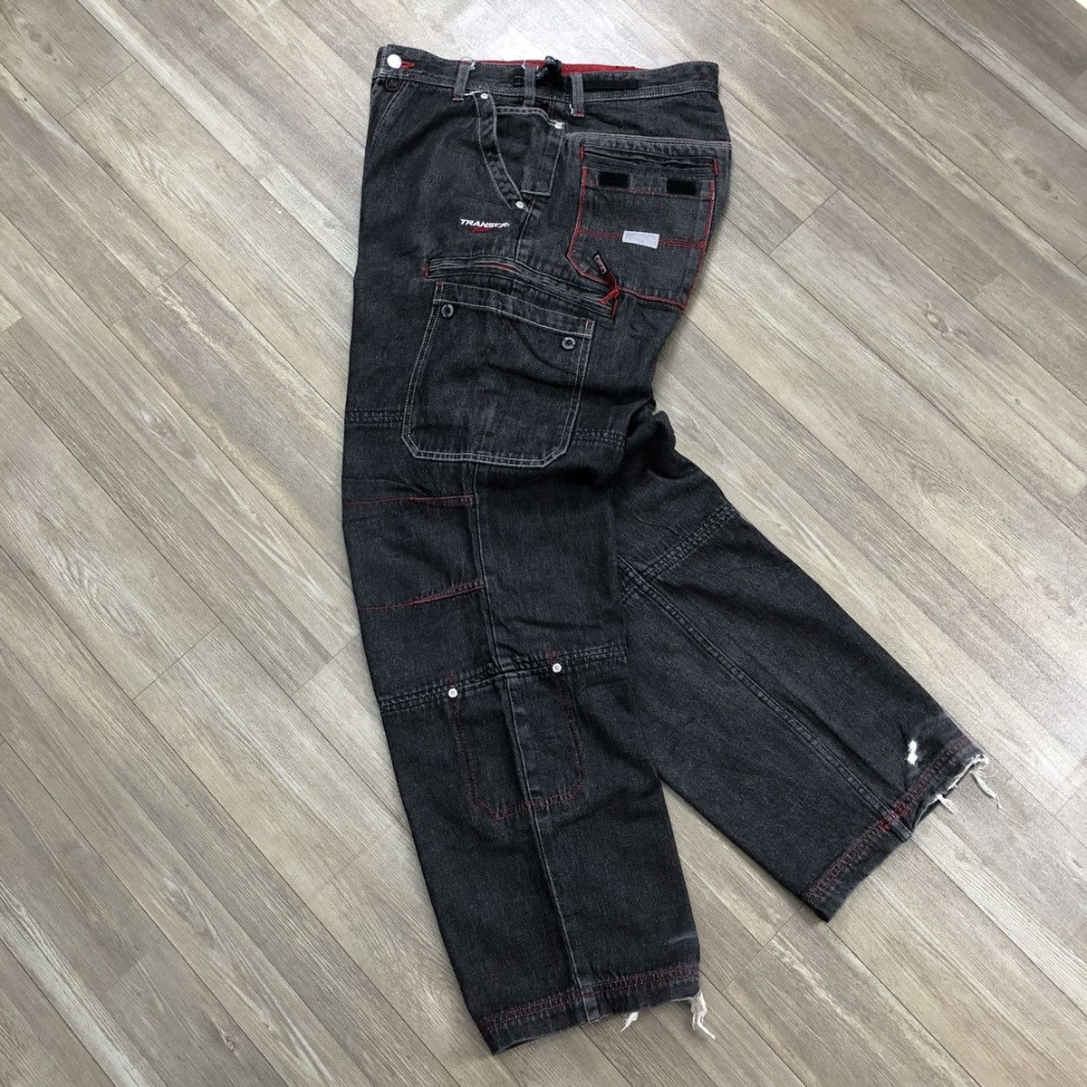 Vintage Vintage Transer Multi Pocket Cargo Bondage Baggy Jeans Y2K Size US 31 - 5 Thumbnail