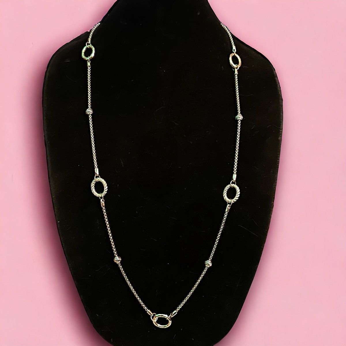 Other Long silver tone stationed circle links necklace Size ONE SIZE - 1 Thumbnail