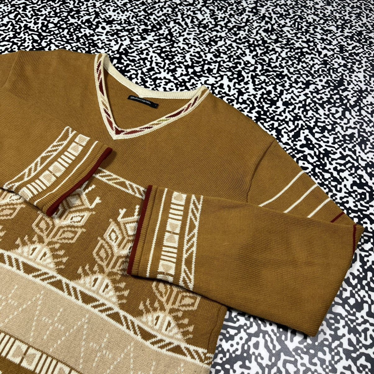 Gudrun Sjoden Vintage Y2K Gudrun Sjoden Retro Aztec Knitted Boxy Sweater Size L / US 10 / IT 46 - 7 Thumbnail