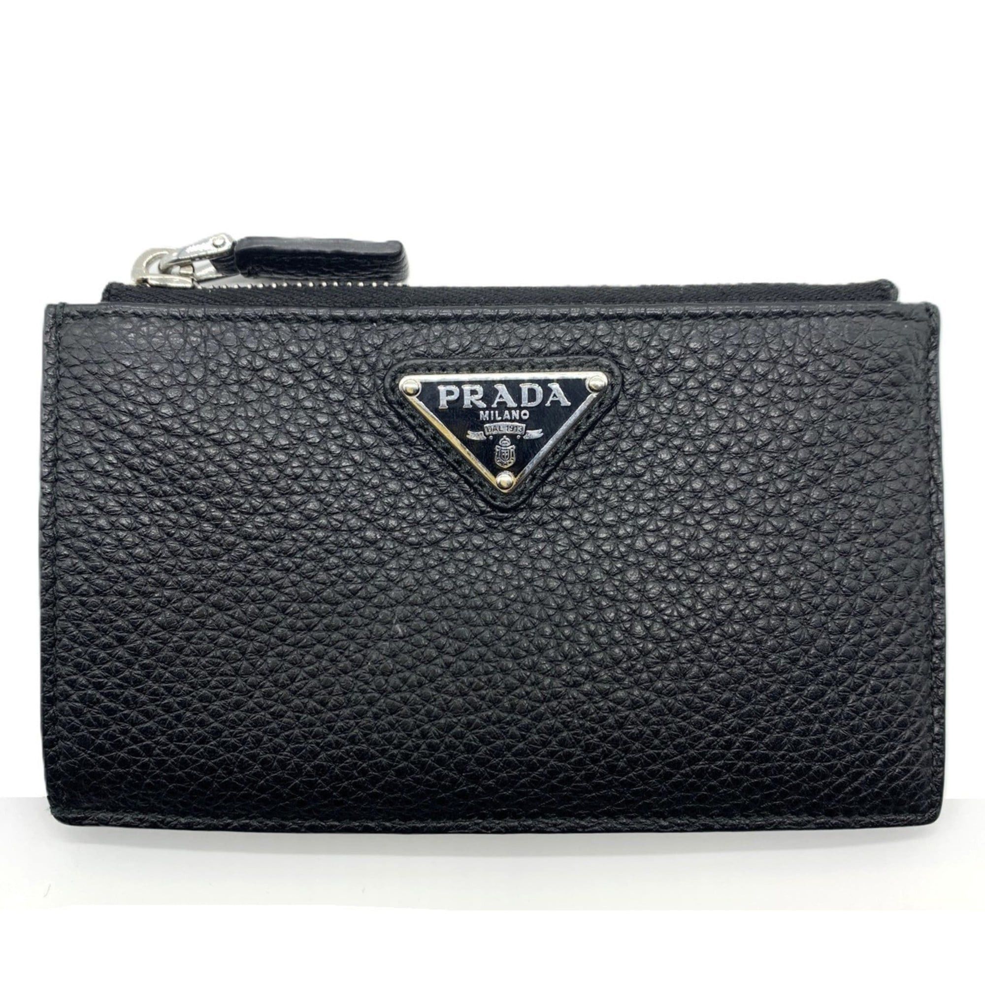 Prada Prada Vitello Dino Leather Card Case/Coin Case, Black, 2MC086 2E54 PRADA Size ONE SIZE - 1 Thumbnail
