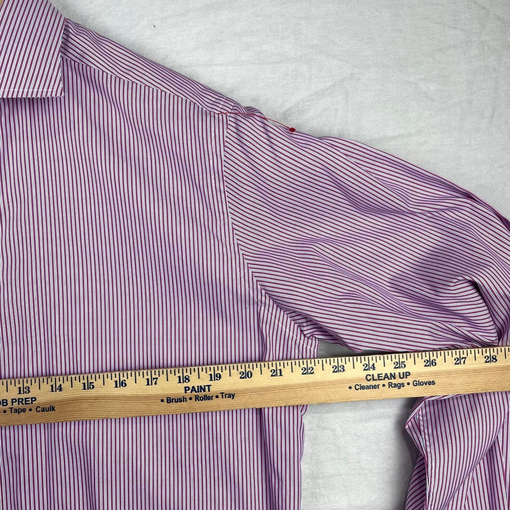 Eton Eton Dress Shirt Mens 42 16.5 Pink Stripes Button Up Long Sleeve Shirt Size 42R - 7 Thumbnail