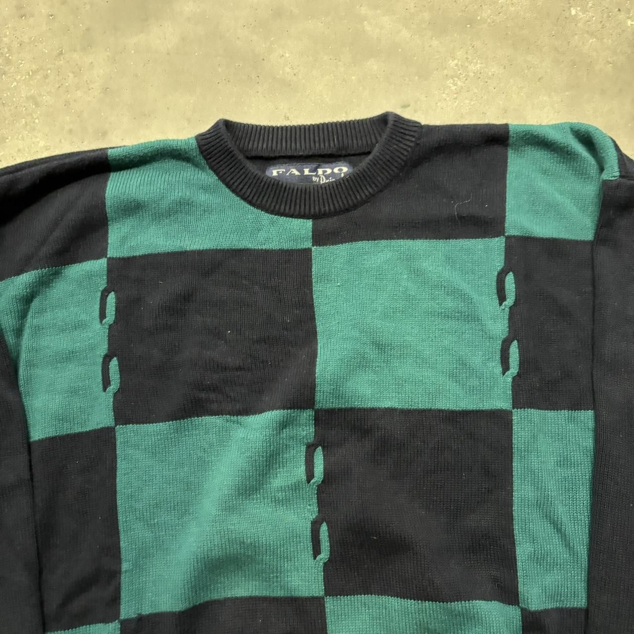 Japanese Brand × Vintage Crazy Vintage 90s Blue Checkered Boho Essential Sweater! Size US L / EU 52-54 / 3 - 2 Thumbnail