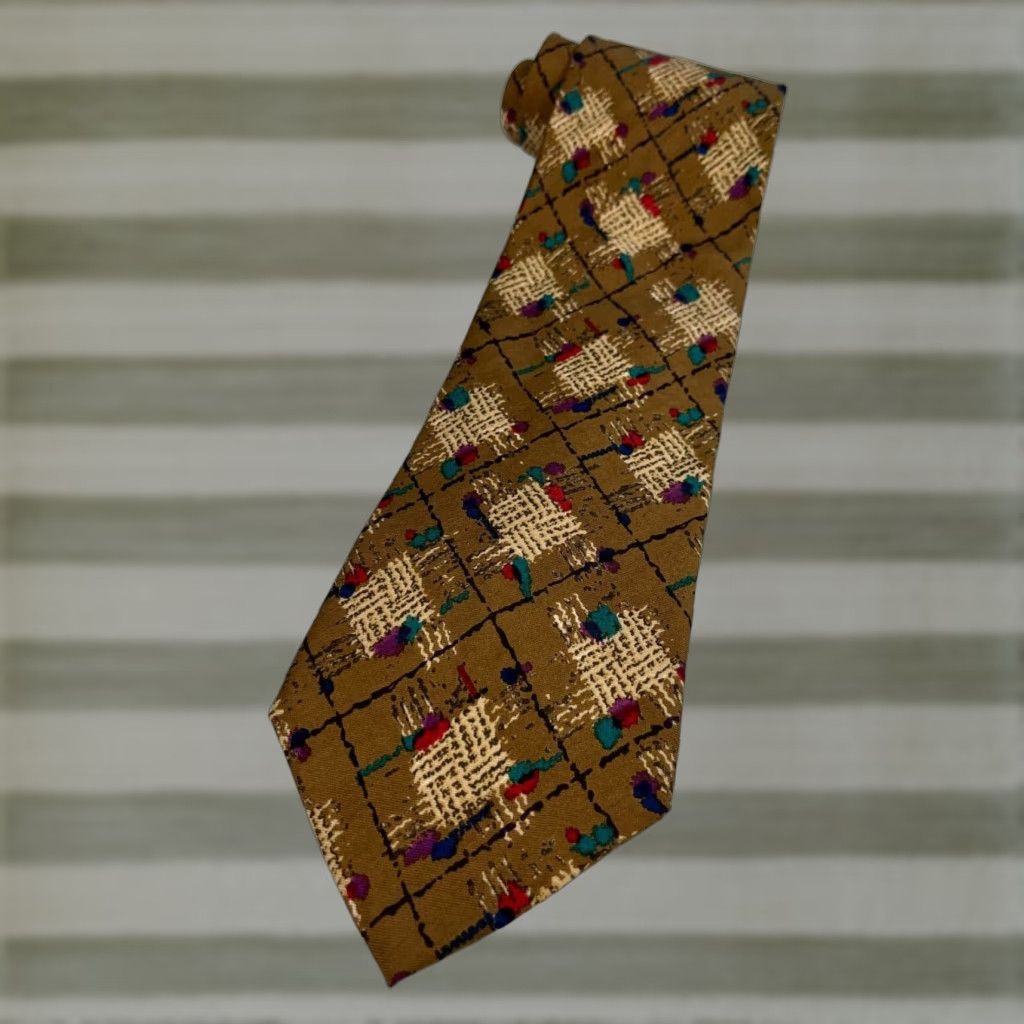 Hugo Boss VINTAGE Hugo Boss Silk Tie Abstract Made in Italy Men's Vintage Silk Tie Size ONE SIZE - 1 Thumbnail