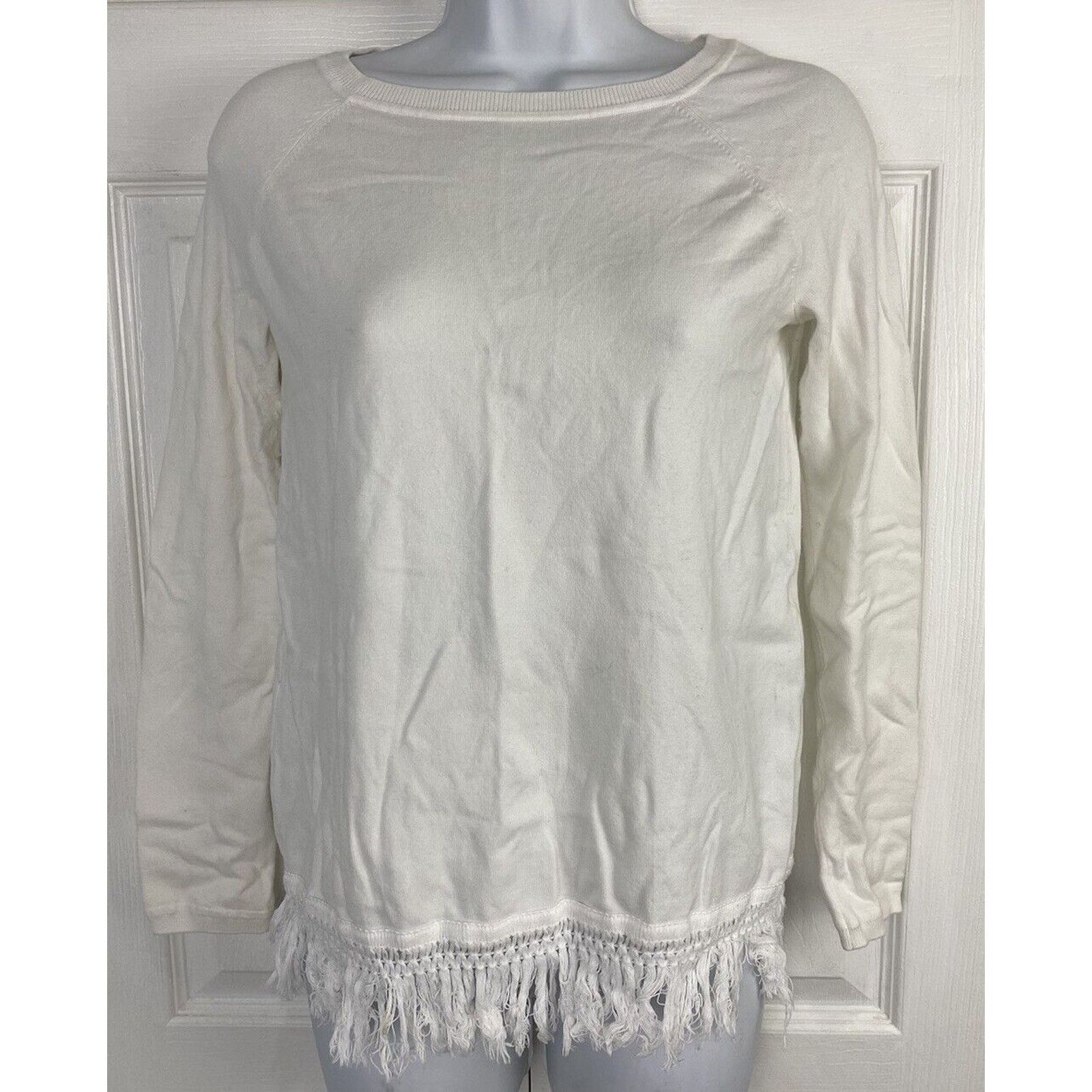 Other STS Sail To Sable White Fringe Long Sleeve Sweater Top Size XXS / US 00 / IT 34 - 1 Thumbnail