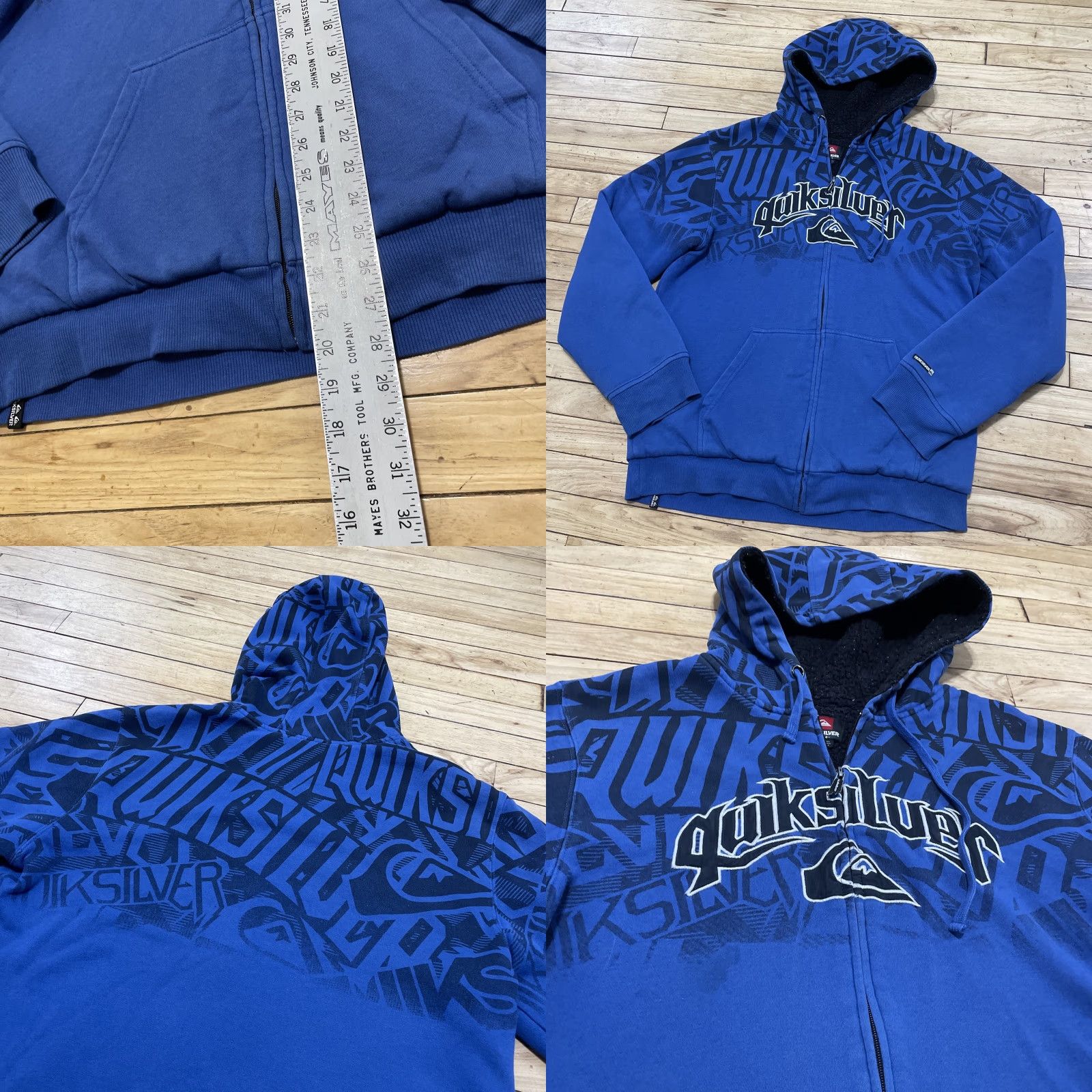 Quiksilver VINTAGE Quiksilver Hoodie Men L Blue Double Graphic Embroidered Zip Jacket Surf Skate Maxi AOP Rare Size US L / EU 52-54 / 3 - 8 Thumbnail