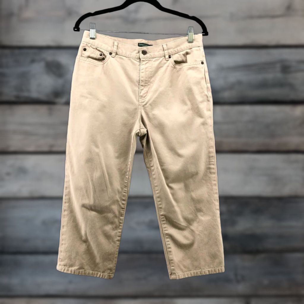 Ralph Lauren Lauren Ralph Lauren Capri Chino Pants Womens 6 Beige Twill Straight Mid Rise 10" Logo Capris Optional: Jeans? (But must only use original words) Size 28" / US 6 / IT 42 - 1 Thumbnail