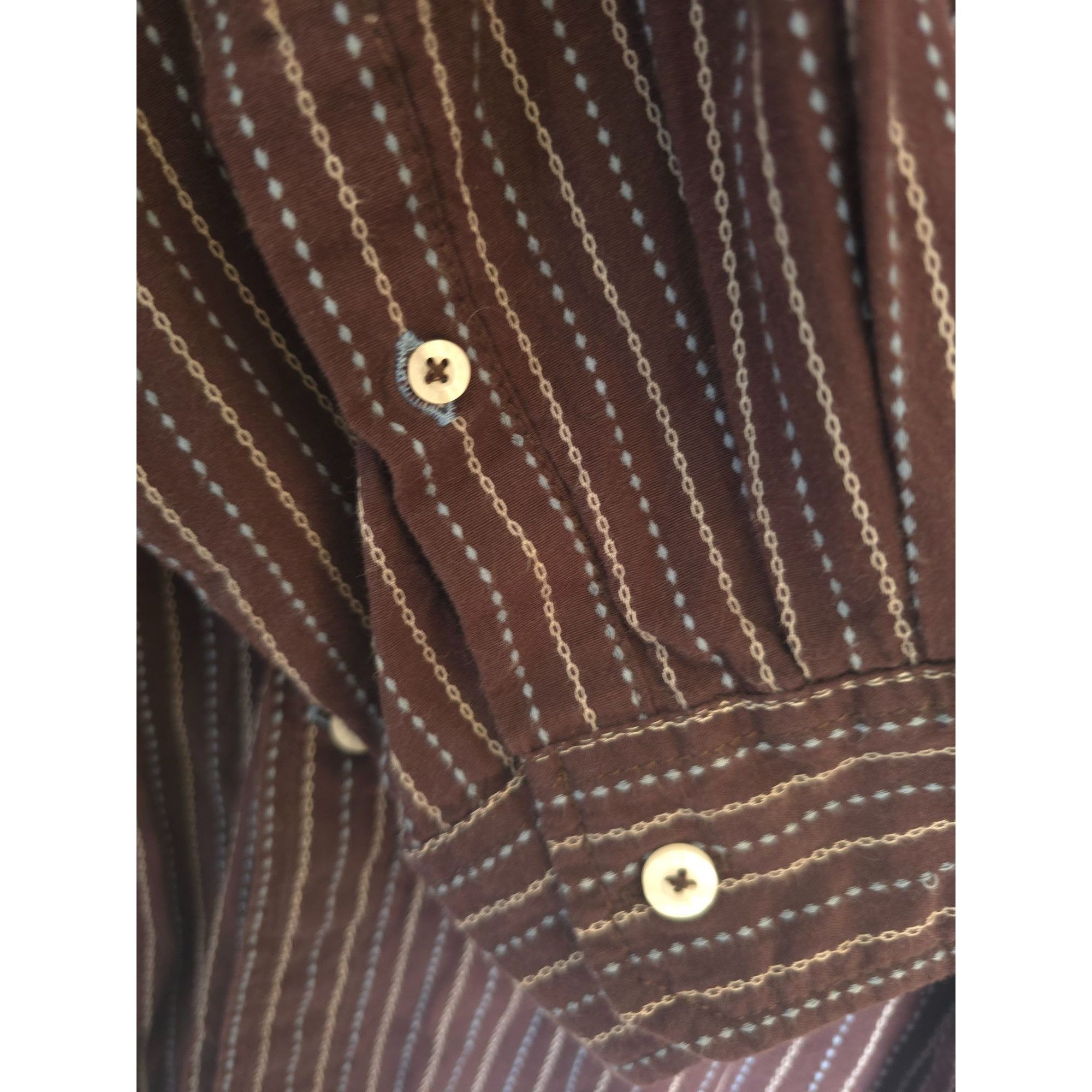 Aigle Aigle Men's XXL Brown Striped Button-Down Shirt - 100% Cotto Size US XXL / EU 58 / 5 - 4 Thumbnail