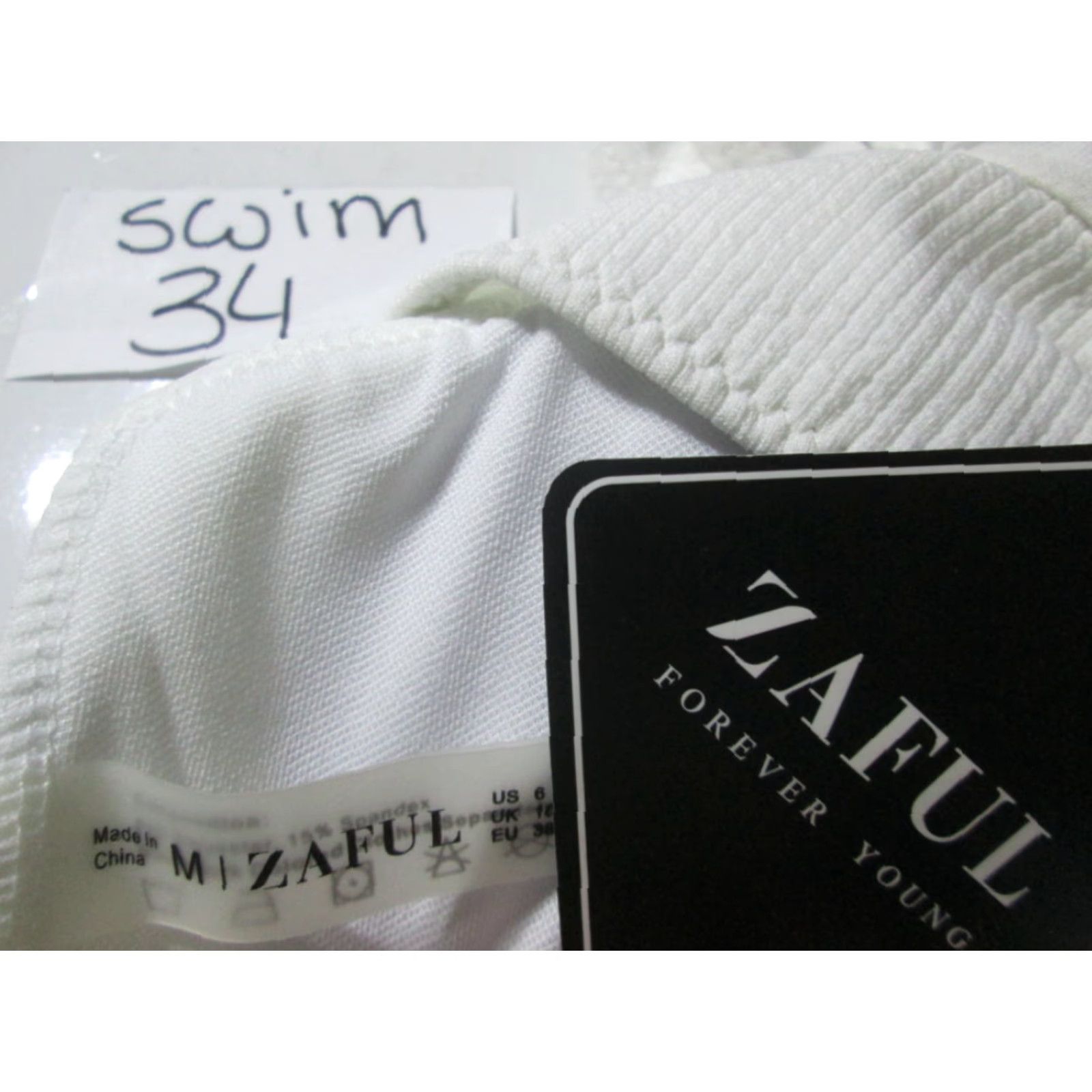 ZAFUL Zaful Womens Top 6 White Bralette Lined Button Front Ribbed Swim Bralette Size M / US 6-8 / IT 42-44 - 6 Thumbnail
