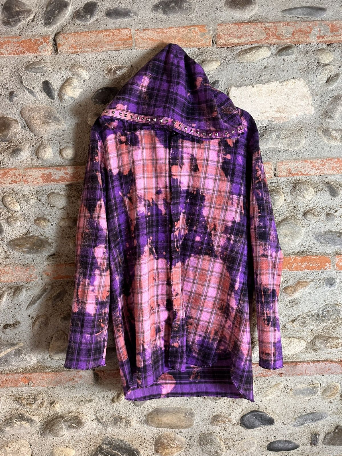 CLOT × Vlone Vlone X Clot Red Bleached Studded Flannel | Grailed