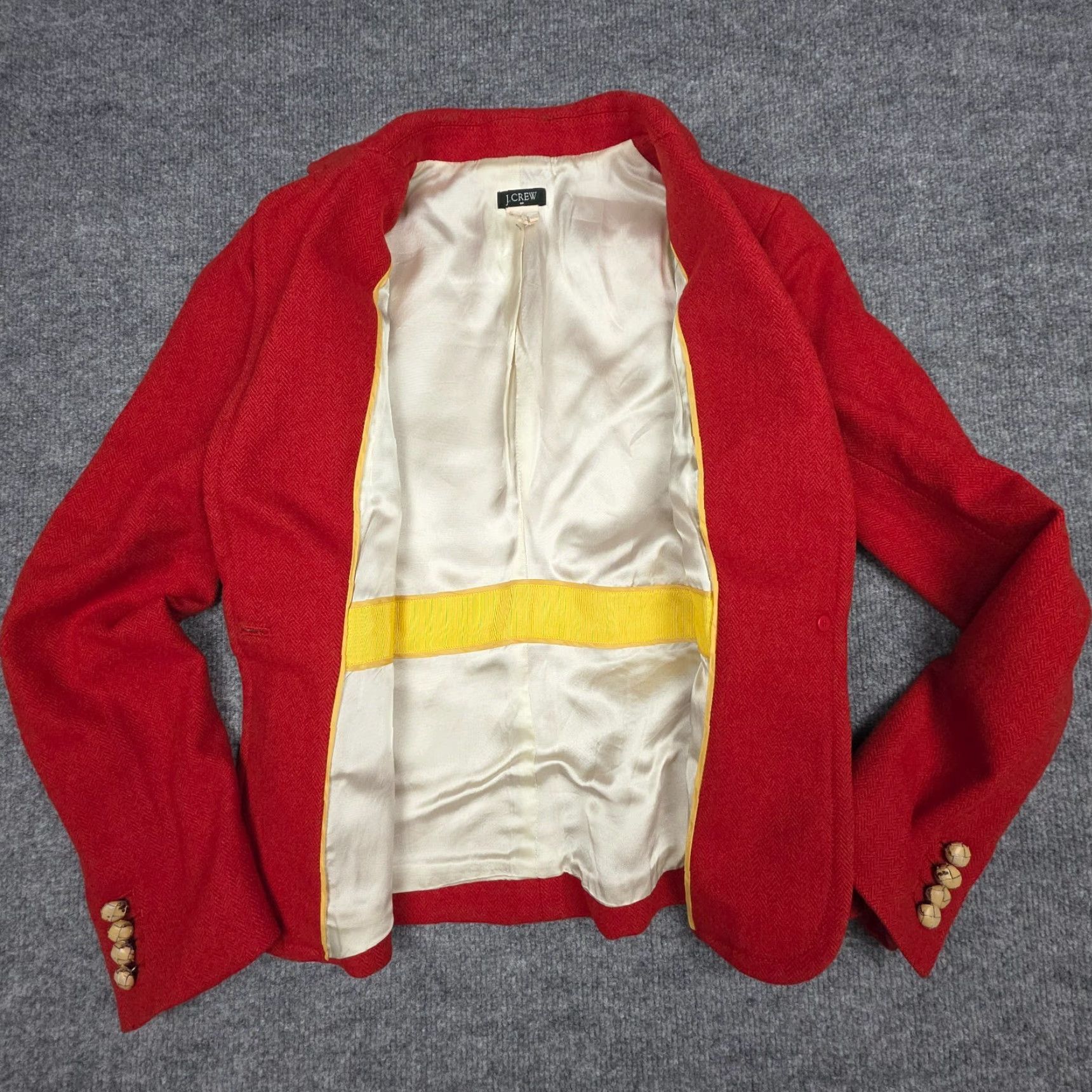 J.Crew J. Crew Wool Blazer Women's Size 2 Red Button Pockets Lined Short Size 26" / US 2 / IT 38 - 3 Thumbnail