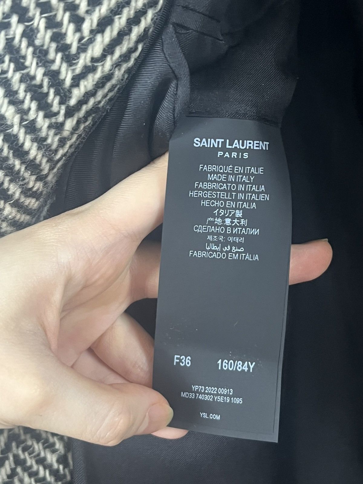 Saint Laurent Paris × Yves Saint Laurent Saint Laurent Chevron Double Breasted Coat in Black Size S / US 4 / IT 40 - 10 Thumbnail