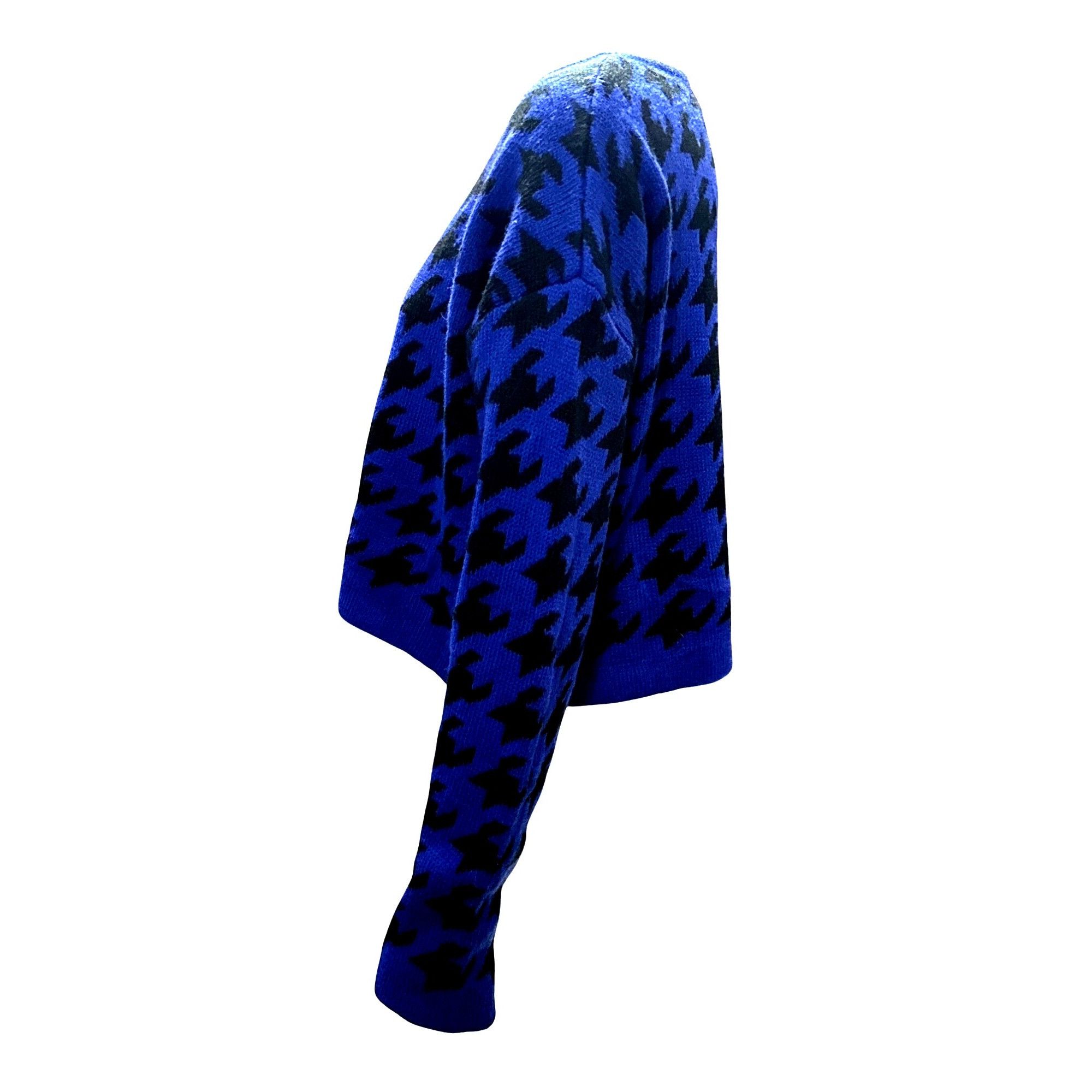 Other 36 Point 5 Small Blue Black Houndstooth Crop Sweater Bold Kn Size S / US 4 / IT 40 - 4 Thumbnail