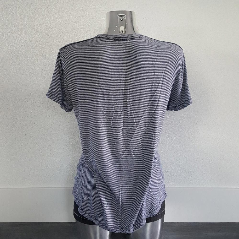 Designer Blue Pinstripe Melville Pocket Tshirt Size ONE SIZE - 2 Thumbnail
