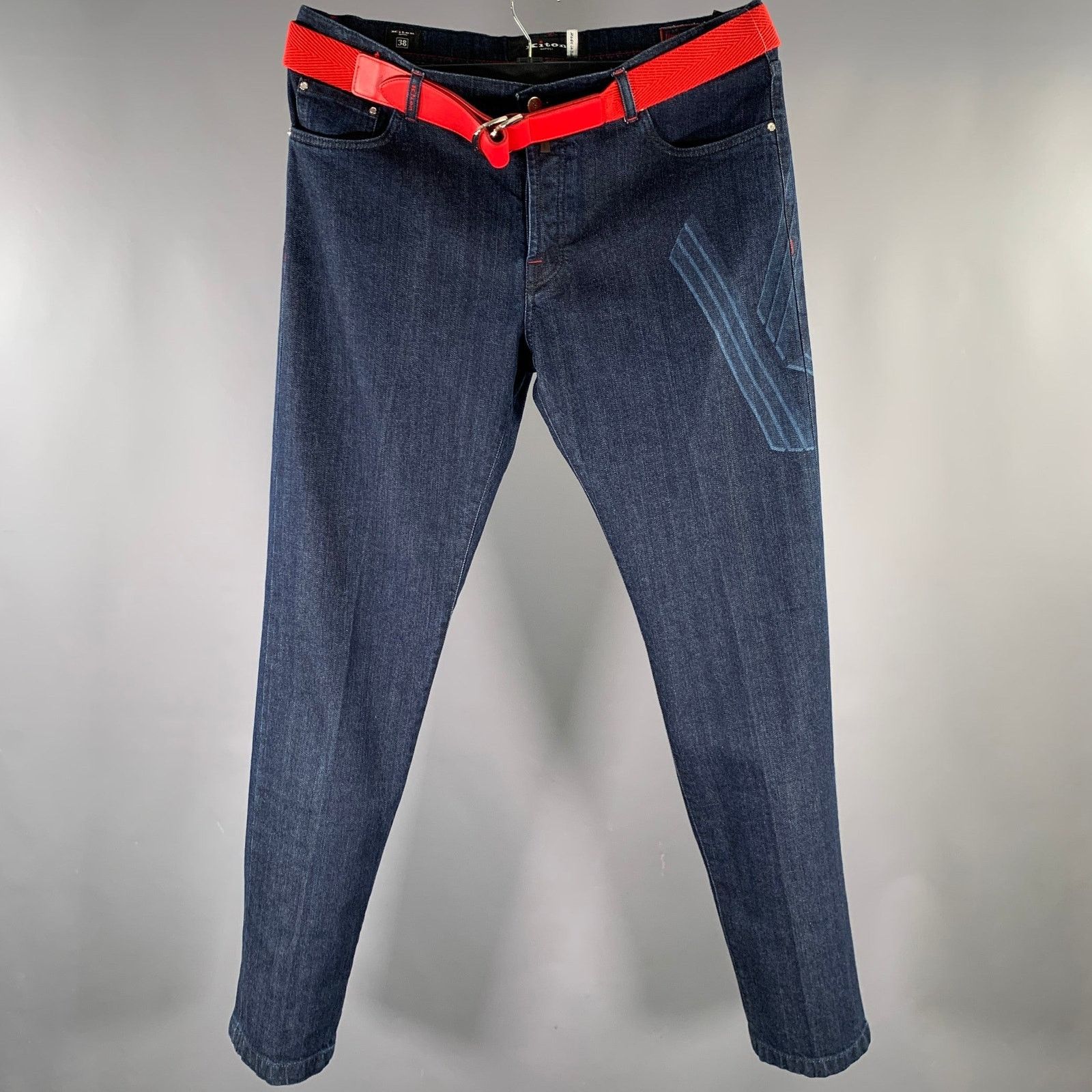 Kiton KITON Size 36 Navy Contrast Stitch Denim Straight Jeans Size US 36 / EU 52 - 1 Thumbnail