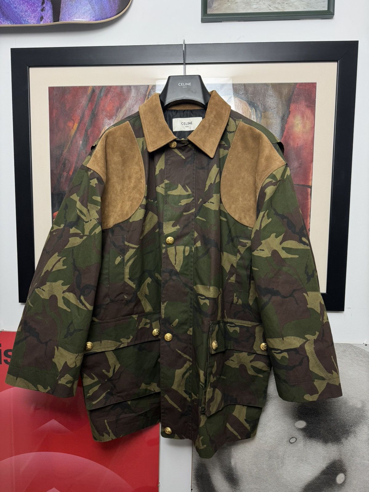 Celine Celine Hunting Camo Parka Hedi Slimane Suede Brown Gold Size US M / EU 48-50 / 2 - 1 Thumbnail