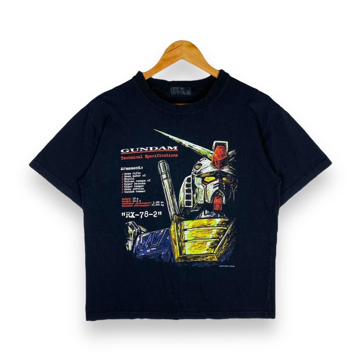 image of Cartoon Network x Vintage Mobile Suit Gundam Rx-78-2 Anime Bandai Tee in Black, Men's (Size Medium)