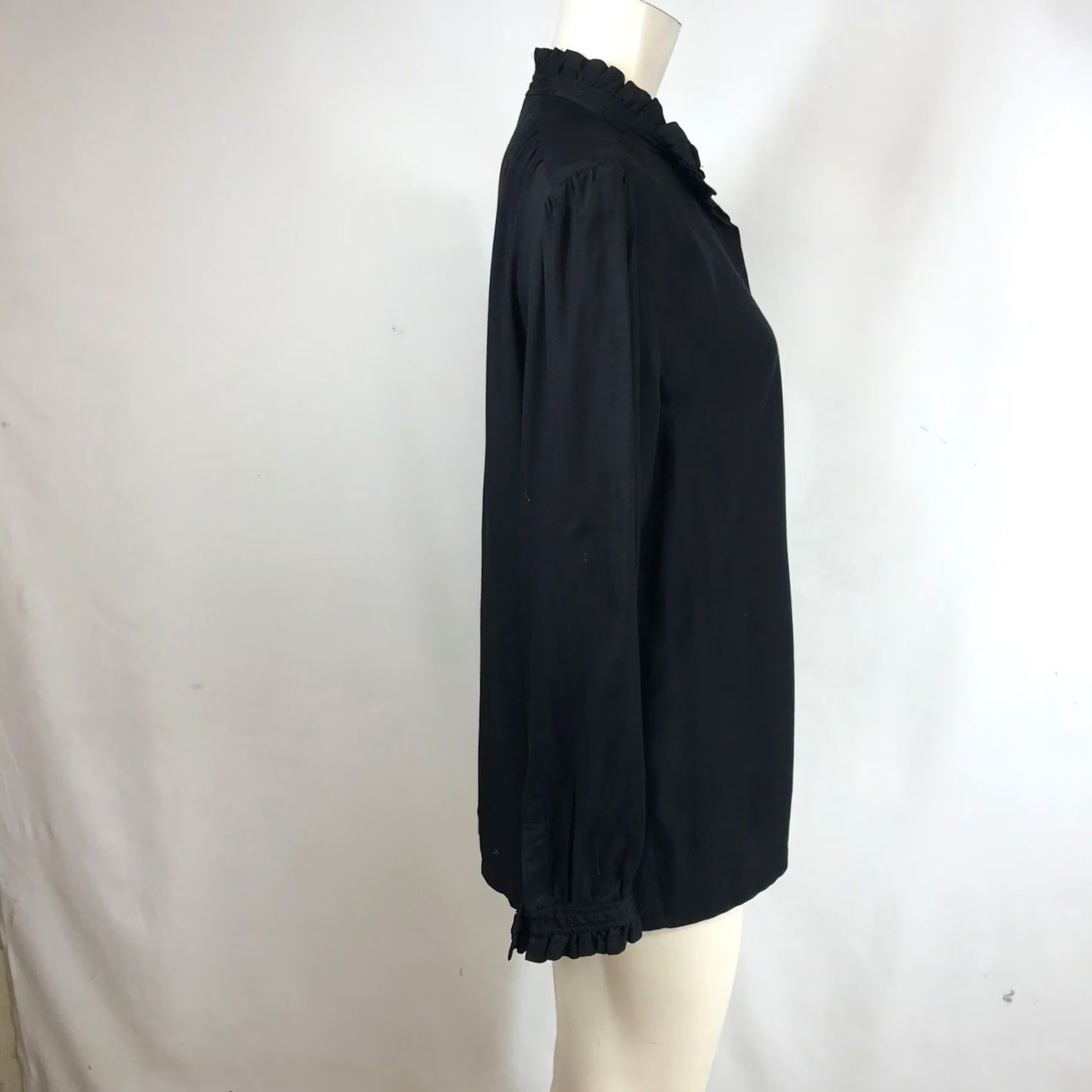 A.P.C. A.P.C. Black Ruffle Collar Blouse Long Sleeve Top FR 42 Women Size M / US 6-8 / IT 42-44 - 4 Thumbnail