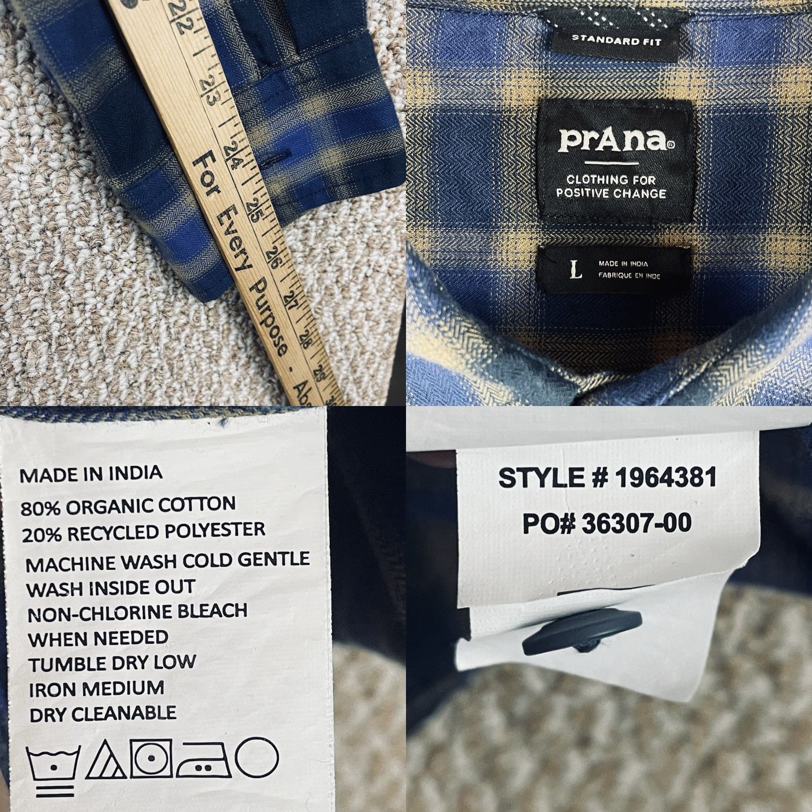 Prana Prana Lybeck Flannel Shirt Mens L Organic Cotton Multicolor Plaid Gore- outdoor Workwear Grunge 90s Hip Hop Skater Dad retro User Size US L / EU 52-54 / 3 - 8 Thumbnail