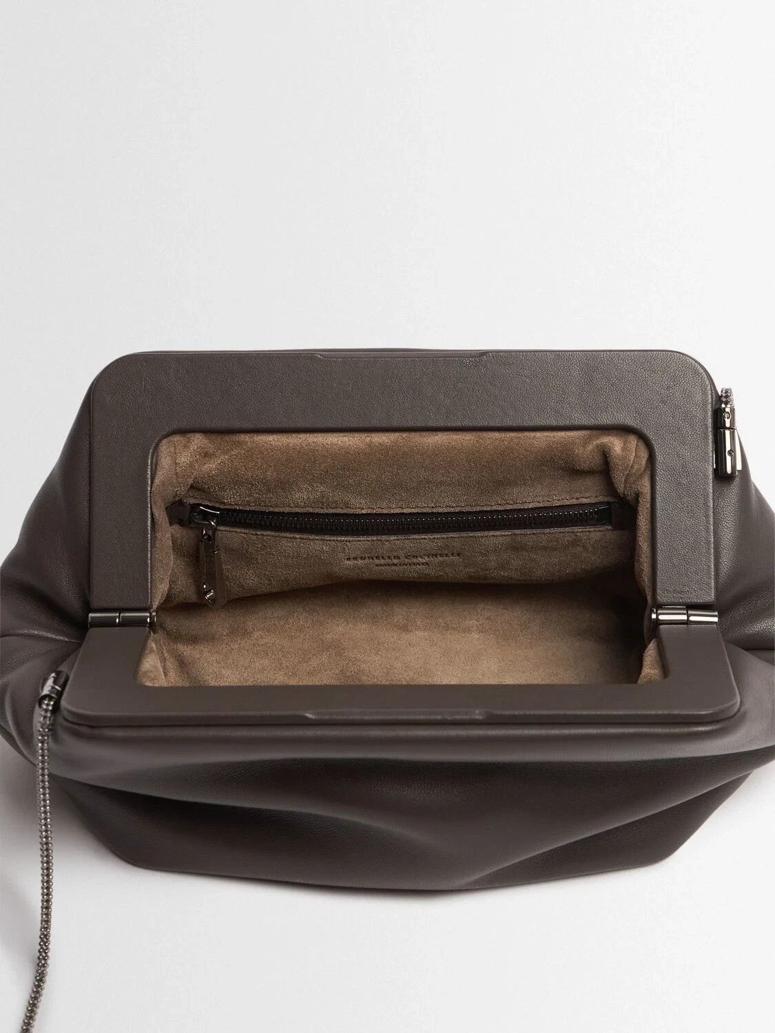 Brunello Cucinelli BRUNELLO CUCINELLI Testa Moro Gray Leather Clutch Size ONE SIZE - 4 Thumbnail
