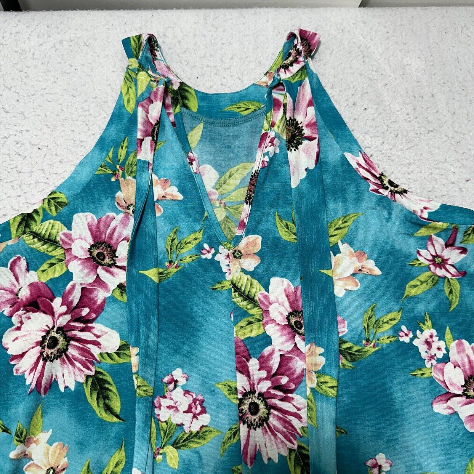 Other Sew In Love Small Tropical Hawaiian Floral Blue Tank Top Size S / US 4 / IT 40 - 2 Thumbnail