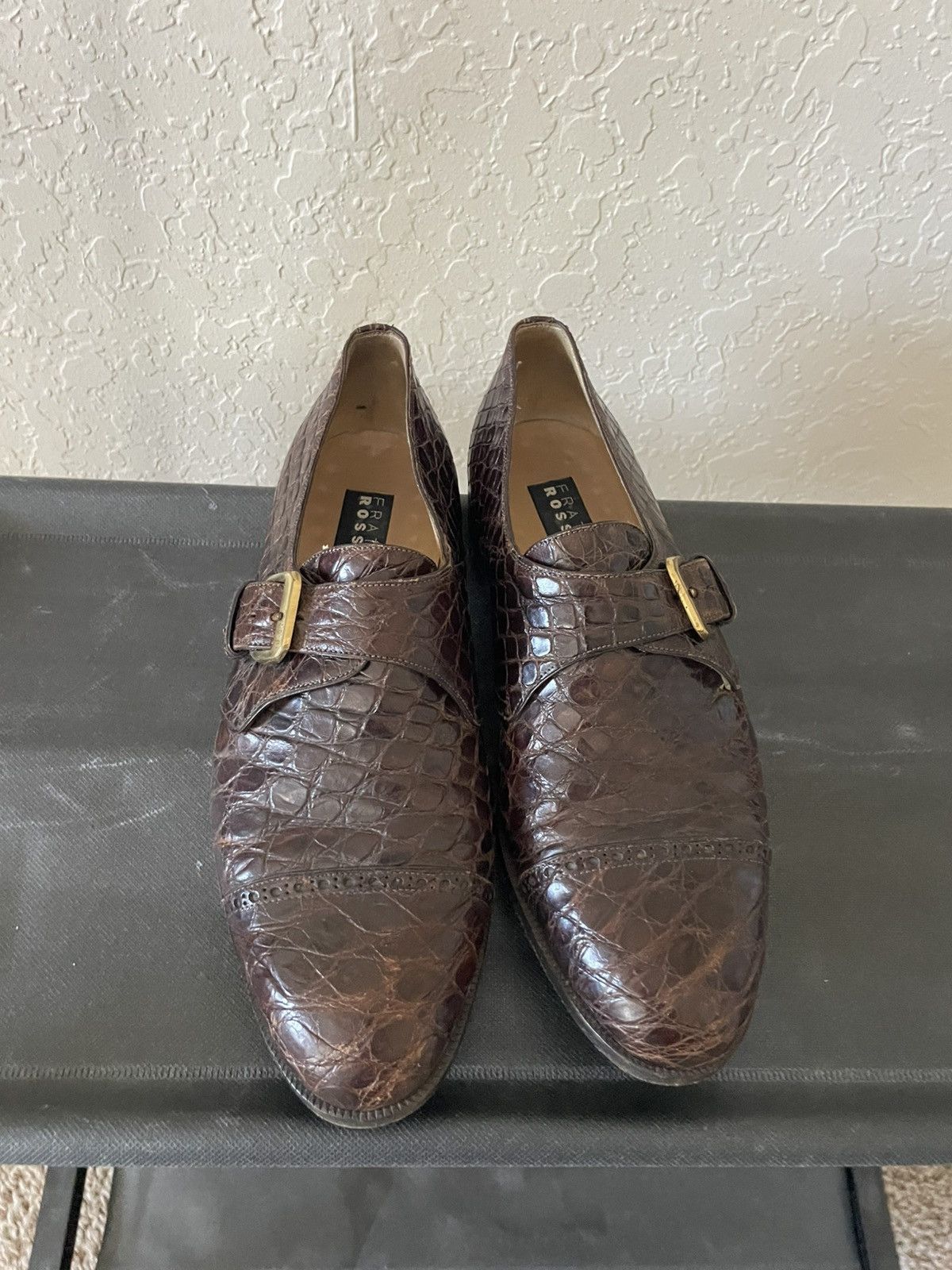 Fratelli Rossetti Crocodile Monk strap cap toe dress shoes Size US 8 / EU 41 - 1 Thumbnail