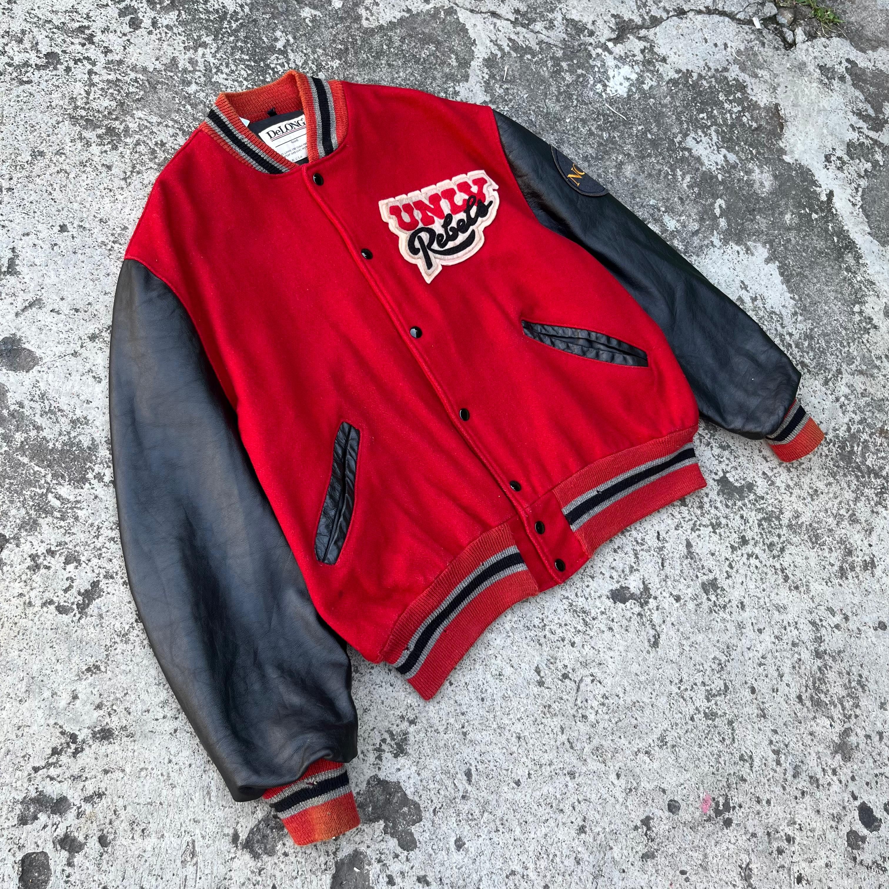Delong RARE❤️‍🔥Vintage 80s Delong Wool Leather Varsity Jacket Size US M / EU 48-50 / 2 - 2 Thumbnail