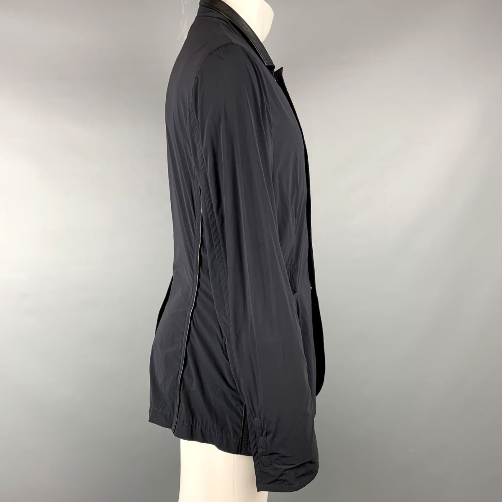 Giorgio Armani GIORGIO ARMANI Jacket Navy Nylon Blend Snaps Lightweight 42 Adult Mens IT 52 Chest 42 Navy Snaps Leather Trim Size US XS / EU 42 / 0 - 3 Thumbnail